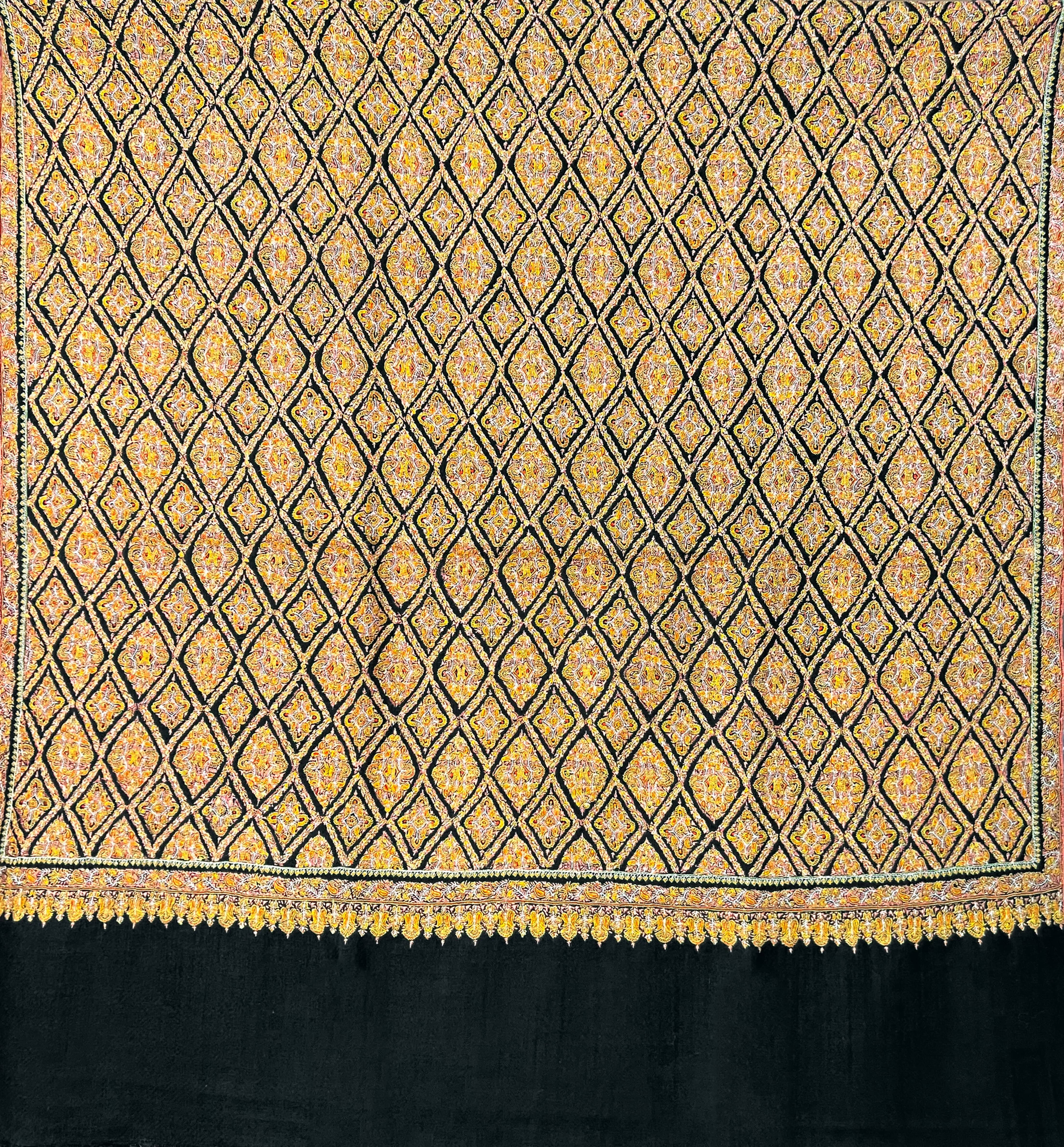 Pashtush Womens Pure Pashmina Shawl, Kashmiri Hand Embroidery, Sozni Jaal, Black - Image 2