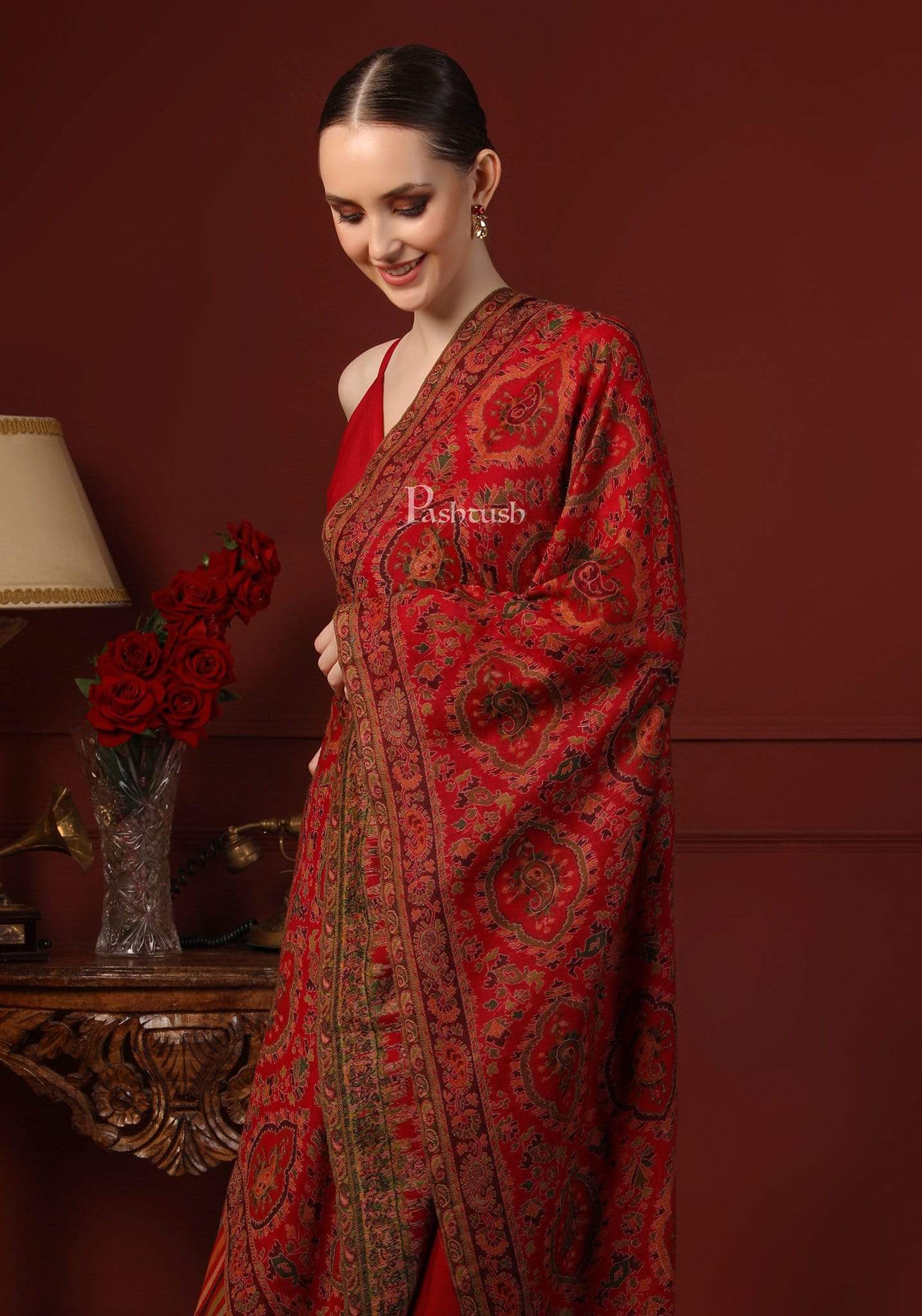 Pashtush Womens Pure Wool Ethnic Stole, With Woolmark Certification - Image 5