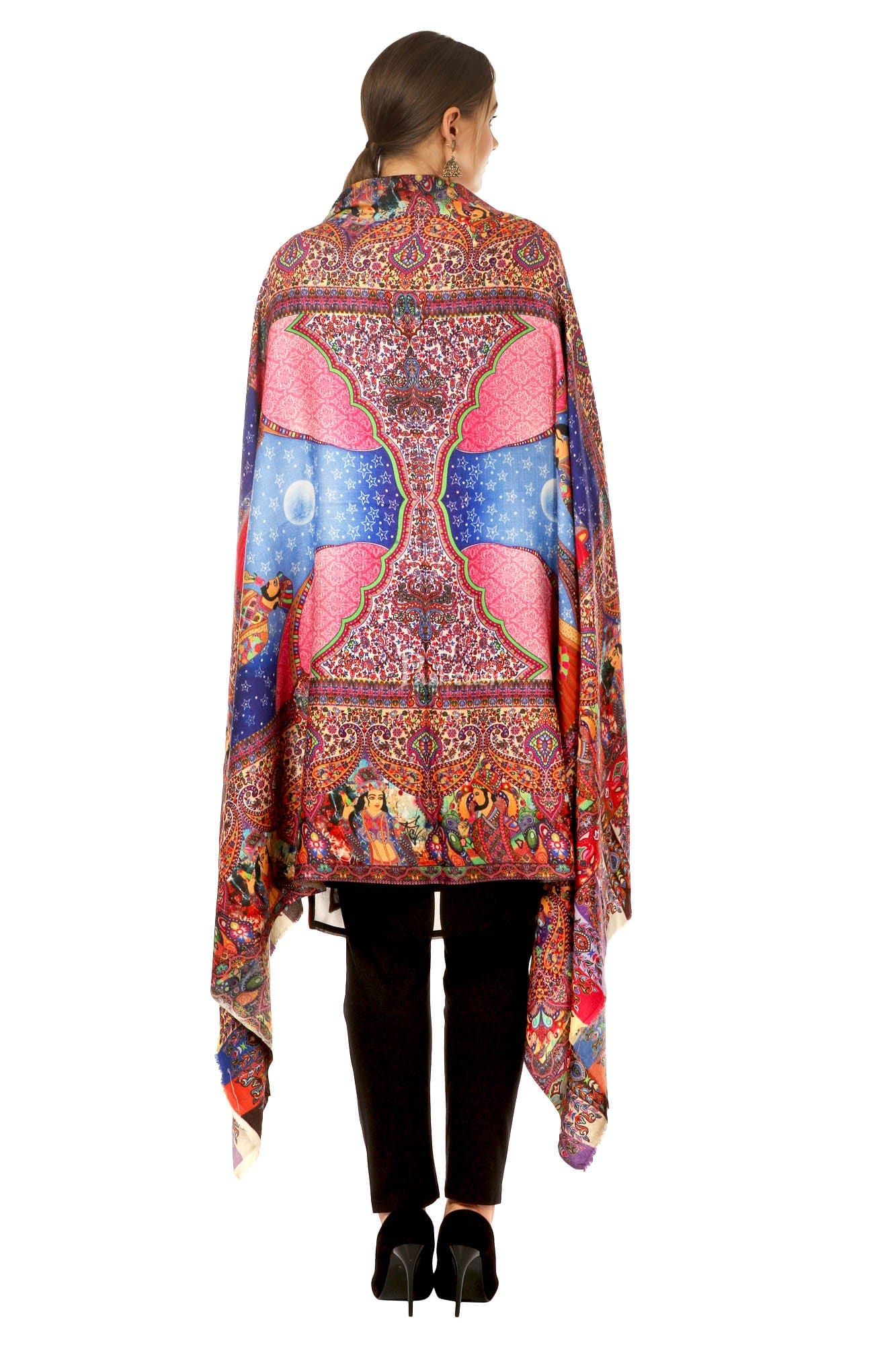 Pashtush Womens Pure Wool Moon Shawl, Love Story, Hand Embroidery Kalamkari, Woolmark - Image 10