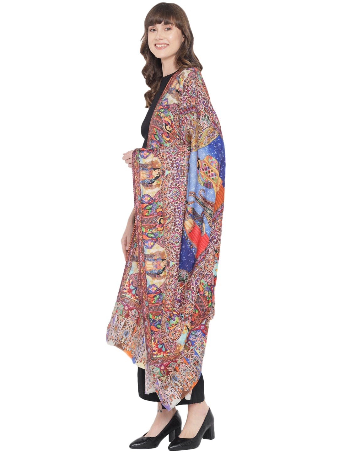 Pashtush Womens Pure Wool Moon Shawl, Love Story, Hand Embroidery Kalamkari, Woolmark - Image 16