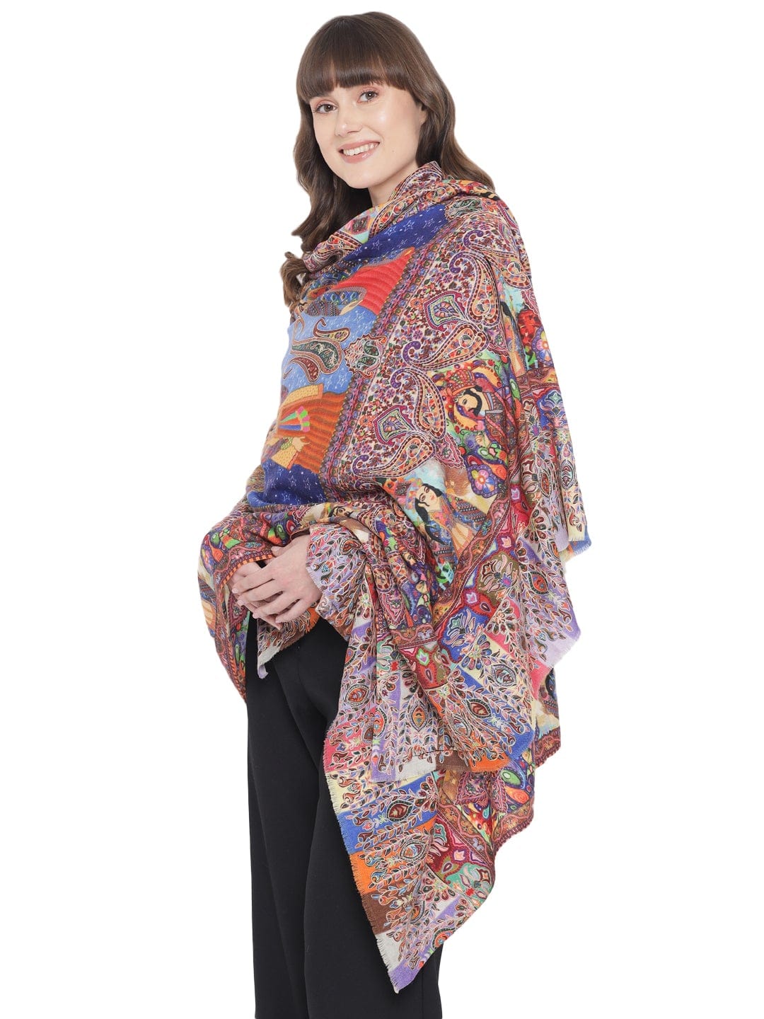 Pashtush Womens Pure Wool Moon Shawl, Love Story, Hand Embroidery Kalamkari, Woolmark - Image 17