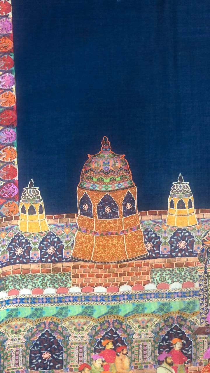 Pashtush Womens, Pure Wool, Printed Mughal Darbar Shawl, Woolmark Certified, Multicoloured - Image 3