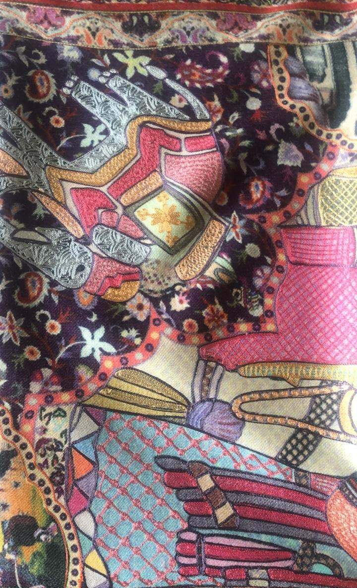 Pashtush Womens, Pure Wool, Printed Mughal Darbar Shawl, Woolmark Certified, Multicoloured - Image 4