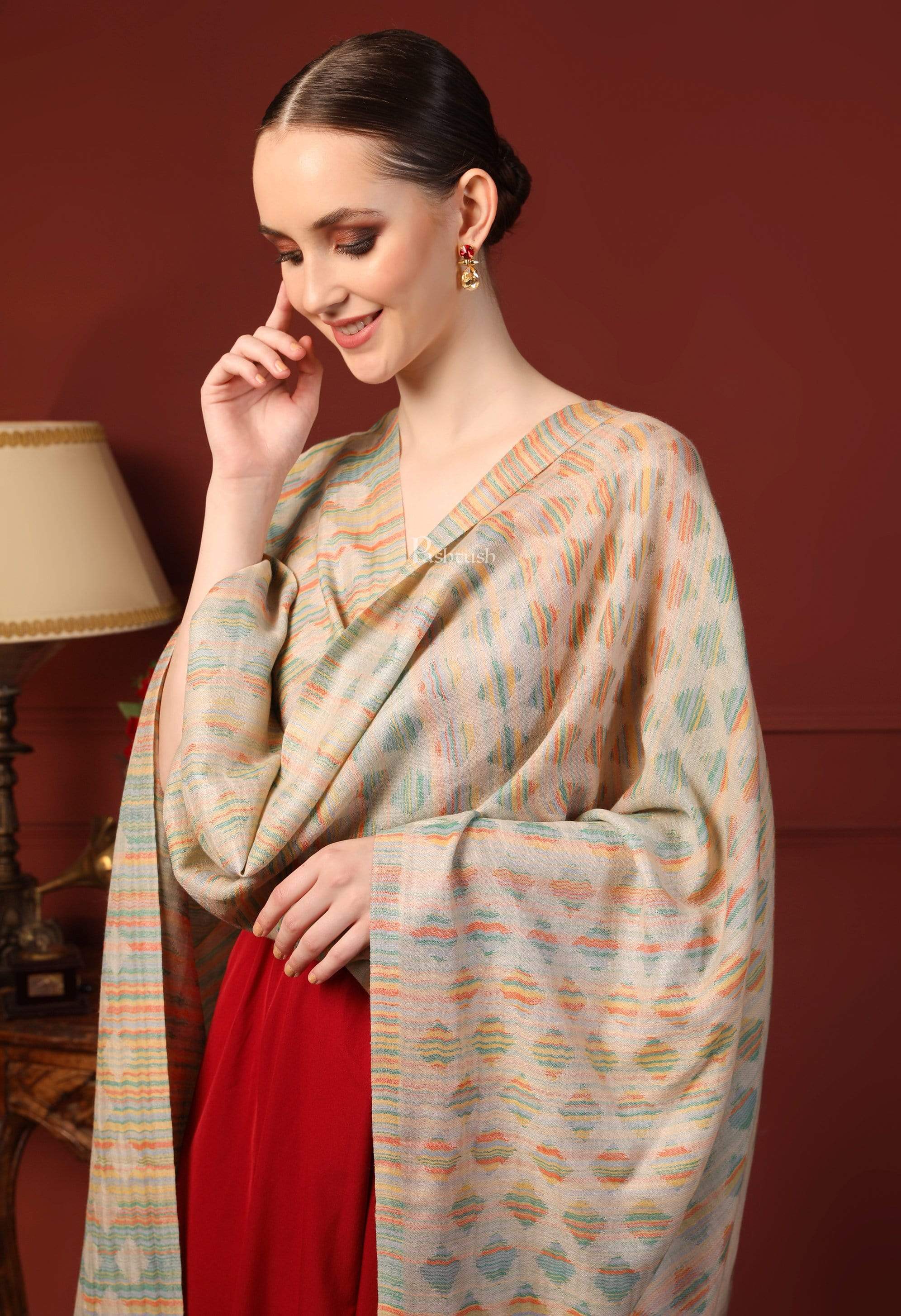 Pashtush Womens Reversible Stole, 100% Pure Wool With Woolmark Certification