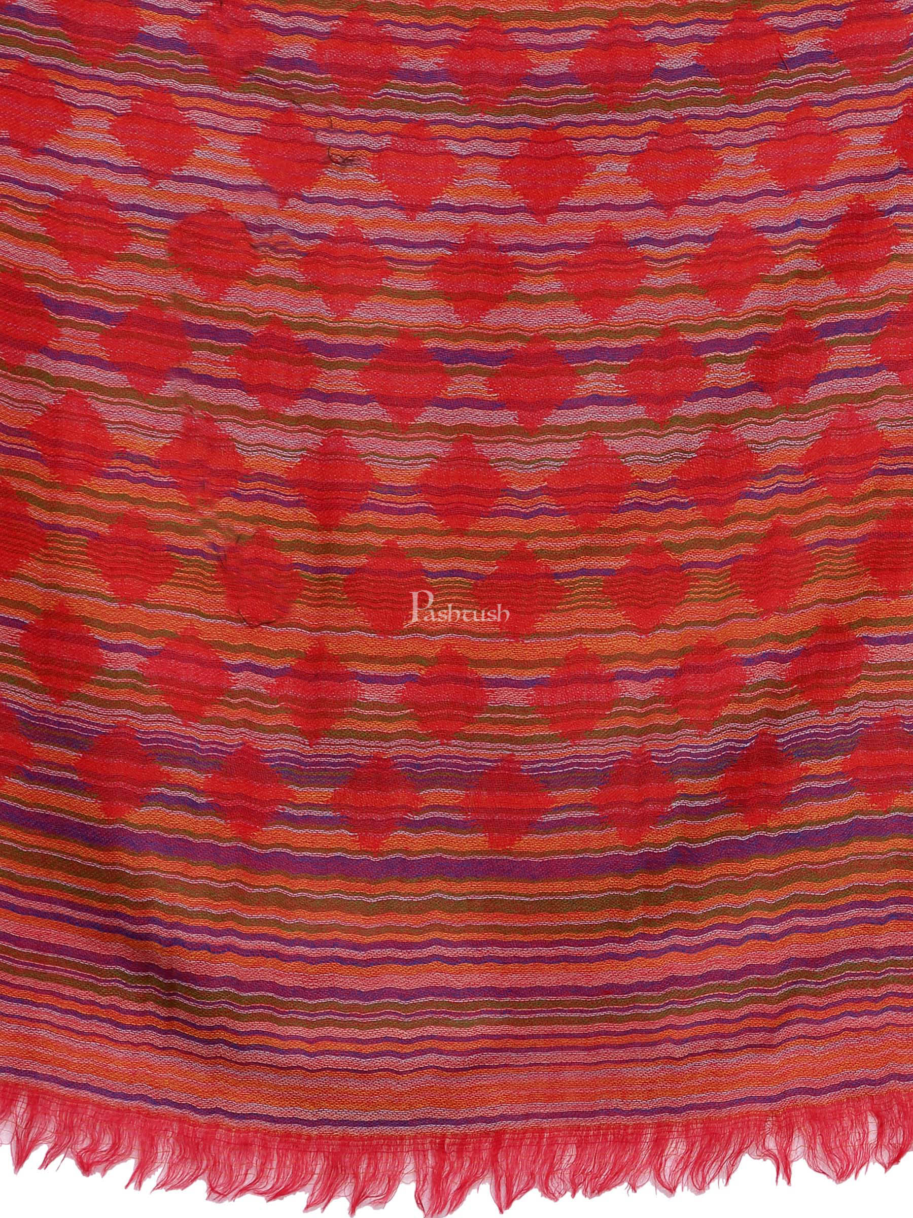 Pashtush Womens Reversible Stole, 100% Pure Wool With Woolmark Certification, Red - Image 2
