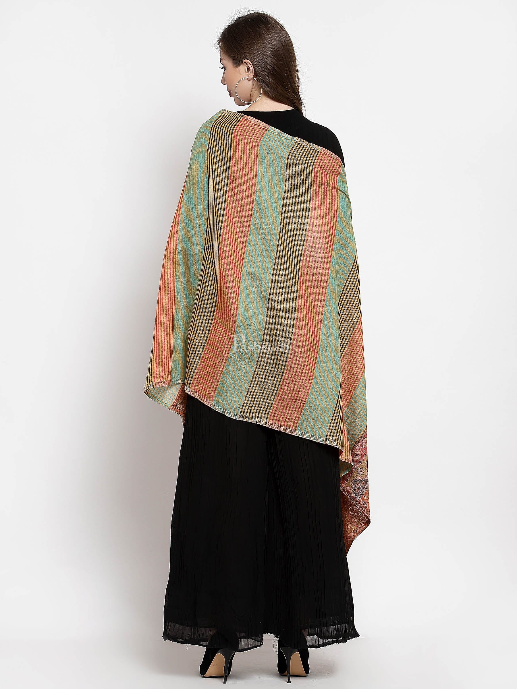 Pashtush Women'S Reversible Stole, Aztec Weave Scarf, Fine Wool, Multicolored - Image 3