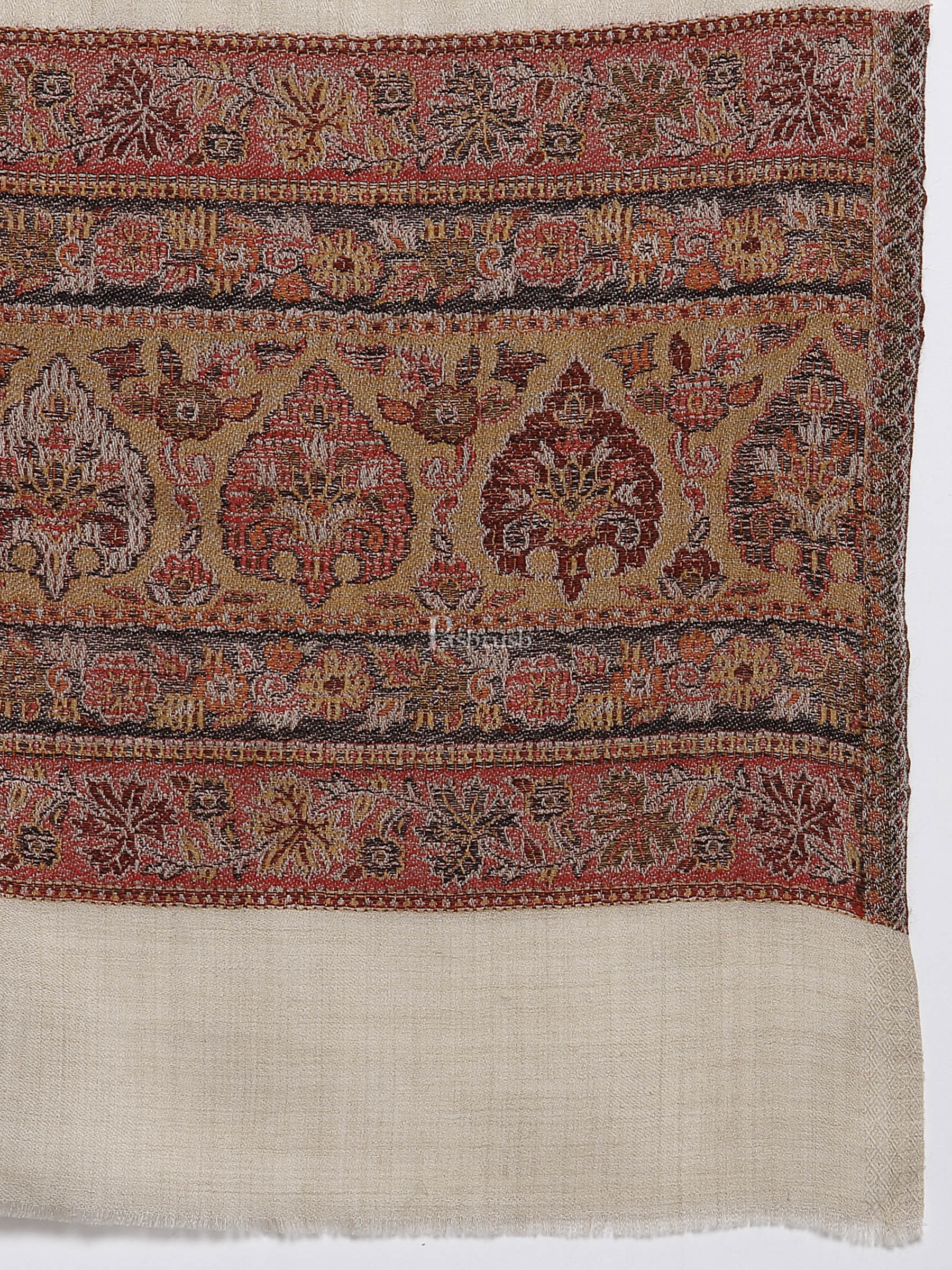 Pashtush Women'S Reversible Stole, Chanting Paisley Weave Scarf, Beige - Image 2
