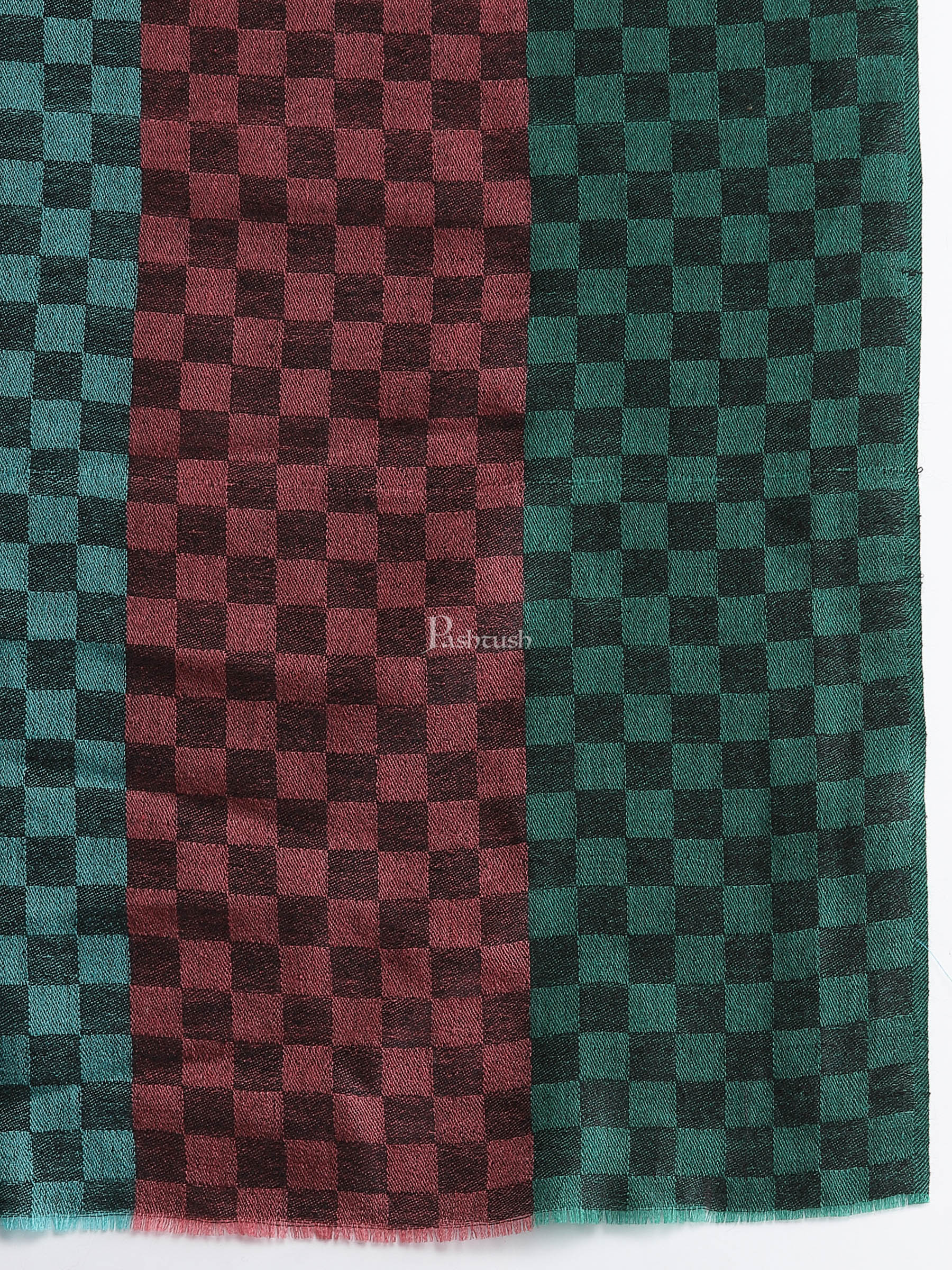 Pashtush Women'S Reversible Stole, Checkered Design Multi Coloured Checks ( Permanent Collection) - Image 2