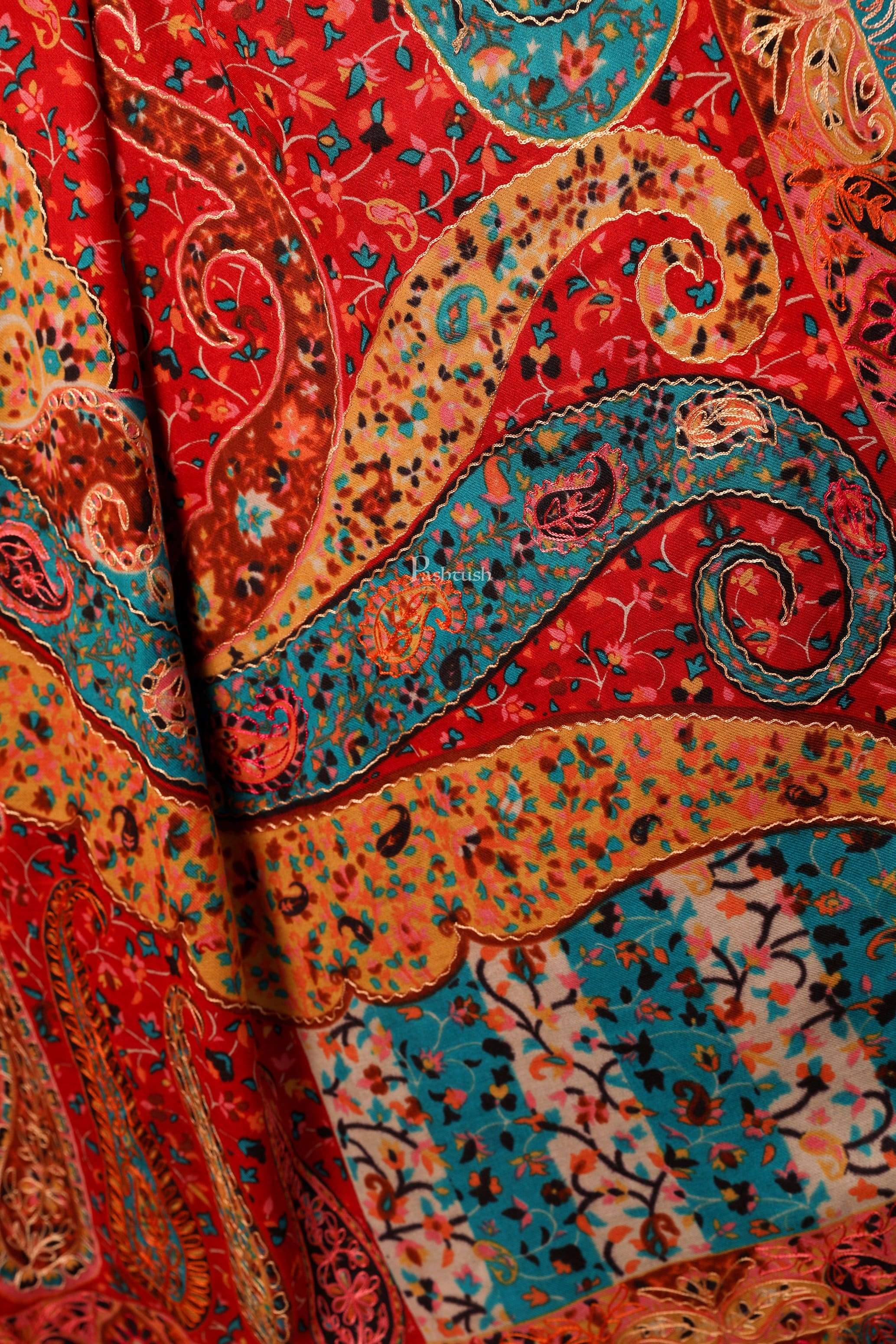 Pashtush Womens Kalamkari Outline Embroidery Shawl, Multicoloured - Image 2