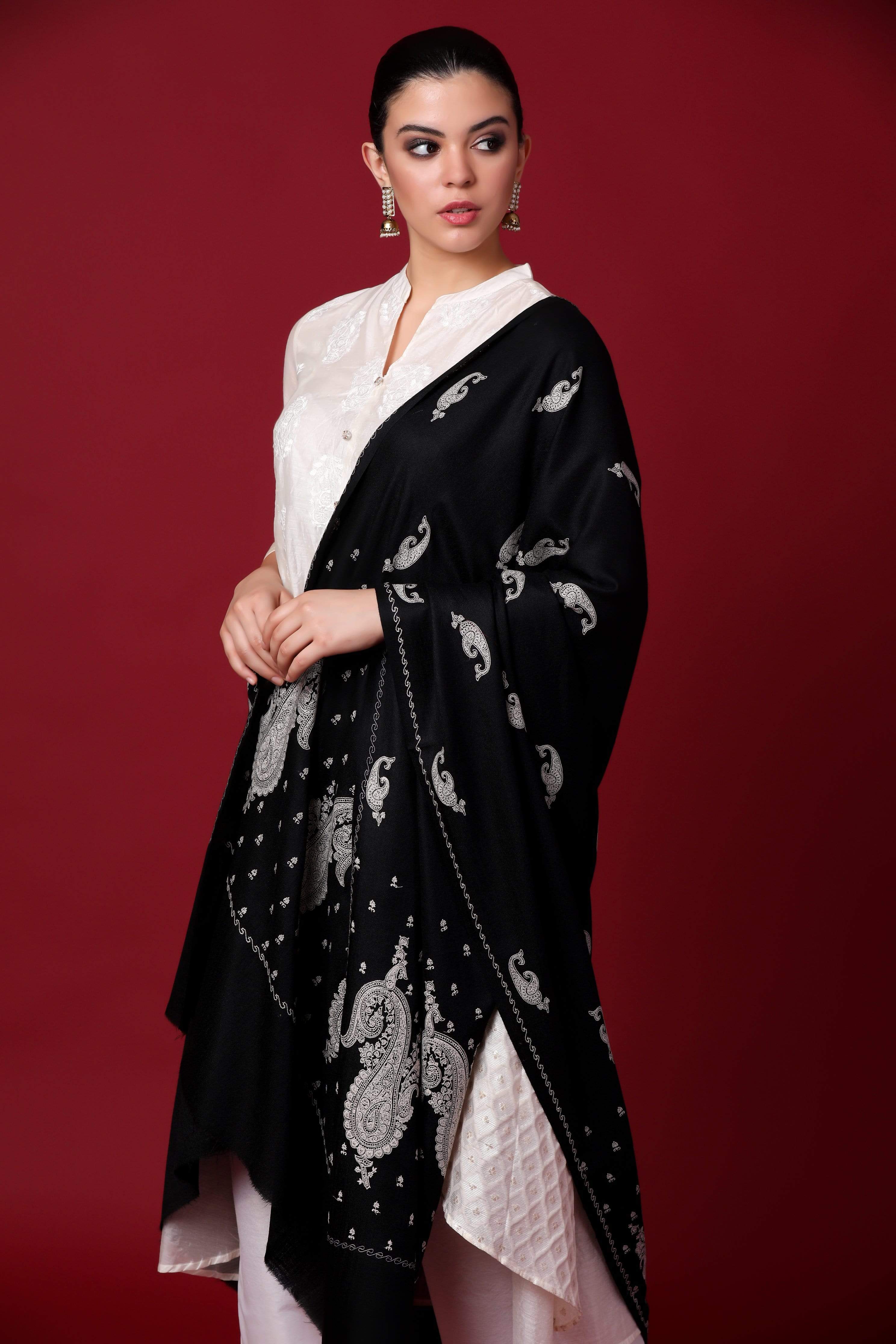 Pashtush Womens Shawl With Tone On Tone Embroidery, Soft And Warm - Image 10