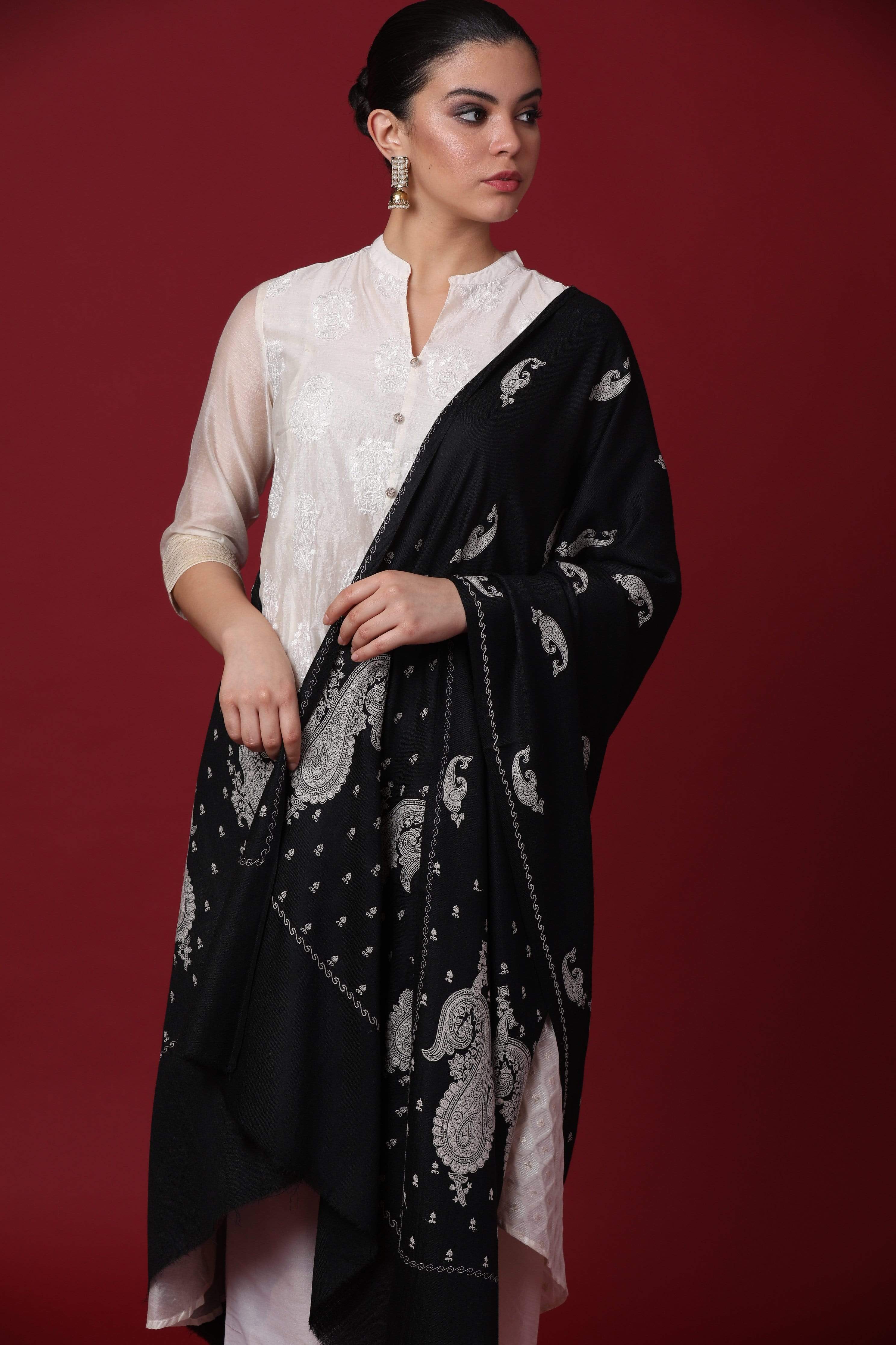 Pashtush Womens Shawl With Tone On Tone Embroidery, Soft And Warm - Image 11