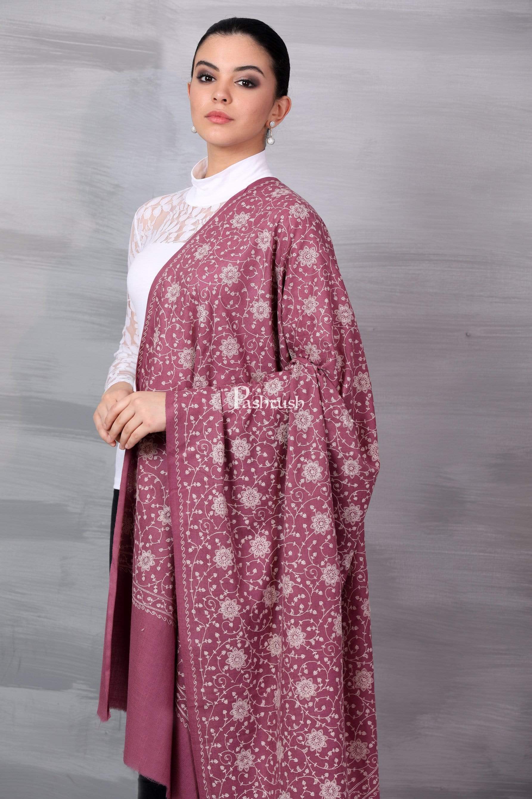 Pashtush Womens Shawl With Tone On Tone Embroidery, Soft And Warm, Light Weight - Image 4