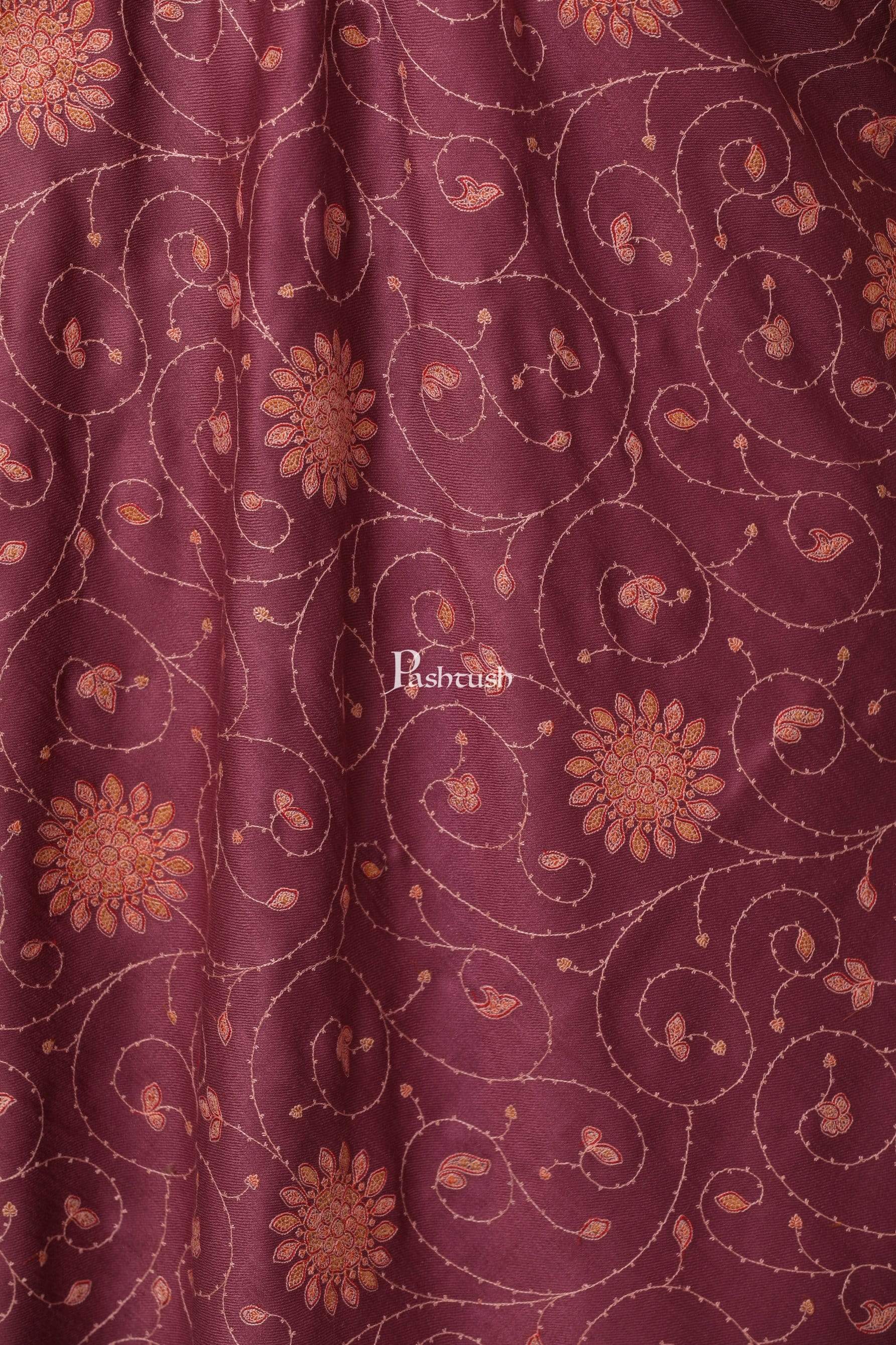 Pashtush Womens Shawl, Tone On Tone Embroidery, Soft, Light And Warm, Peel Lilac - Image 5