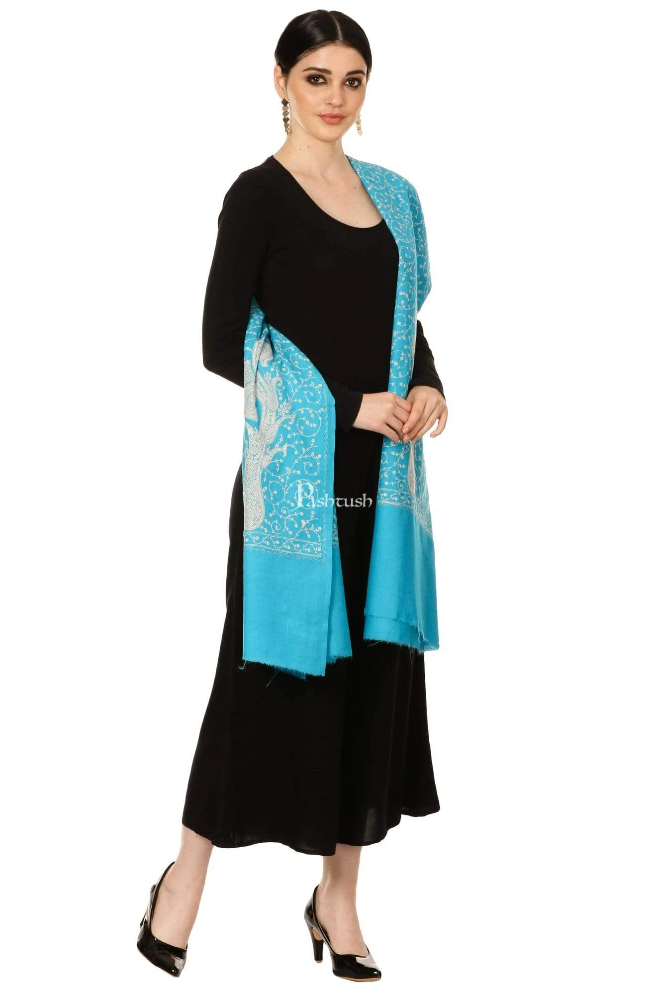 Pashtush Womens Shawl With Tone On Tone Embroidery, Soft And Warm, Light Weight - Image 4