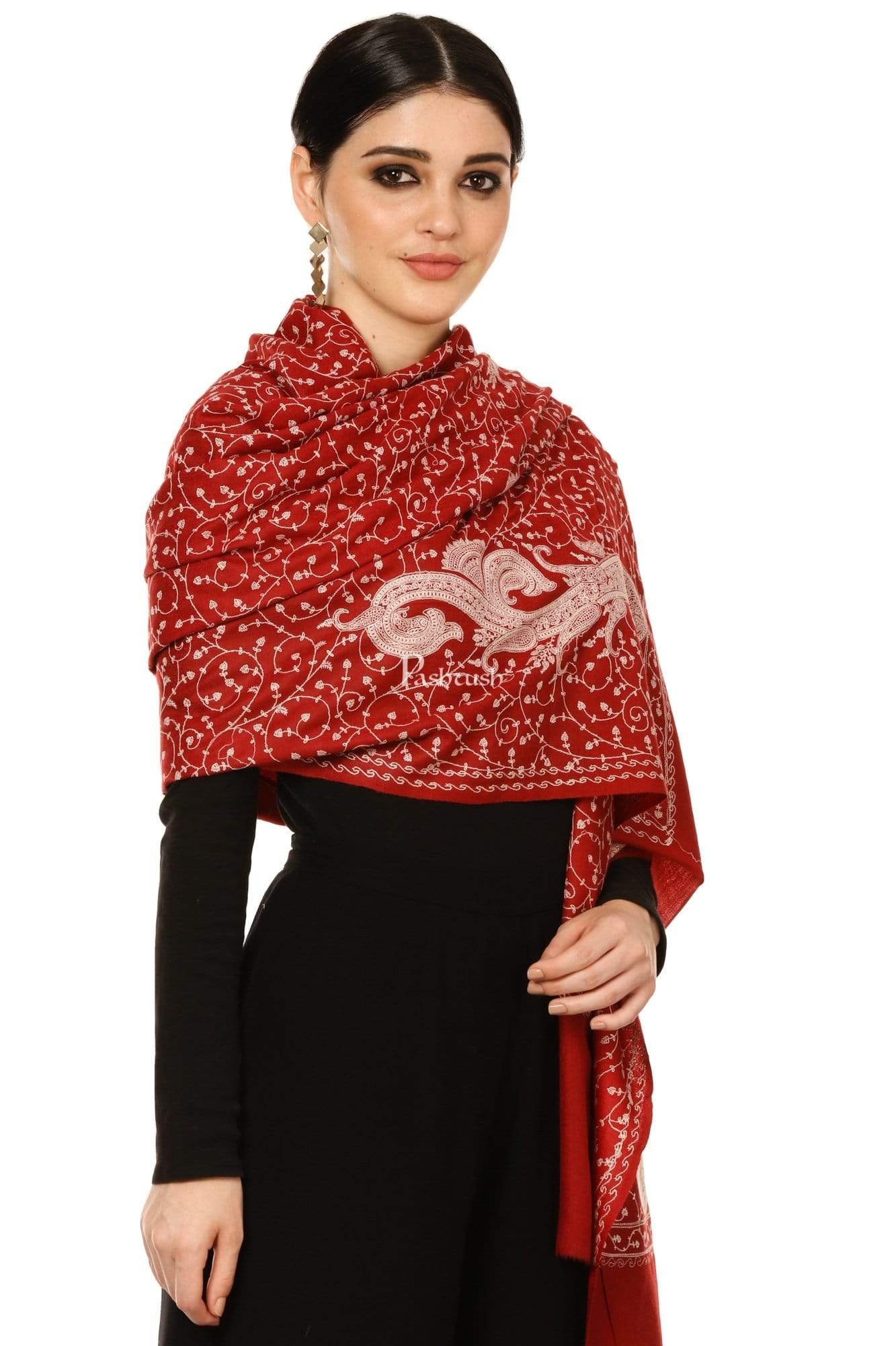 Pashtush Womens Shawl With Tone On Tone Embroidery, Soft And Warm, Light Weight - Image 4