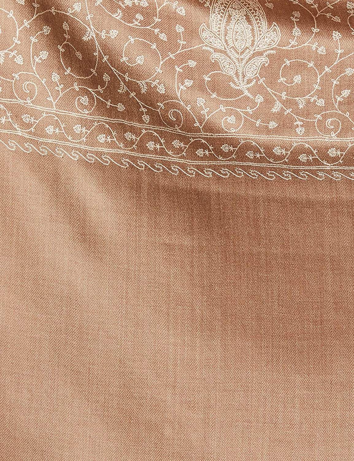 Pashtush Womens Shawl With Tone On Tone Embroidery, Soft And Warm, Light Weight, Beige - Image 2
