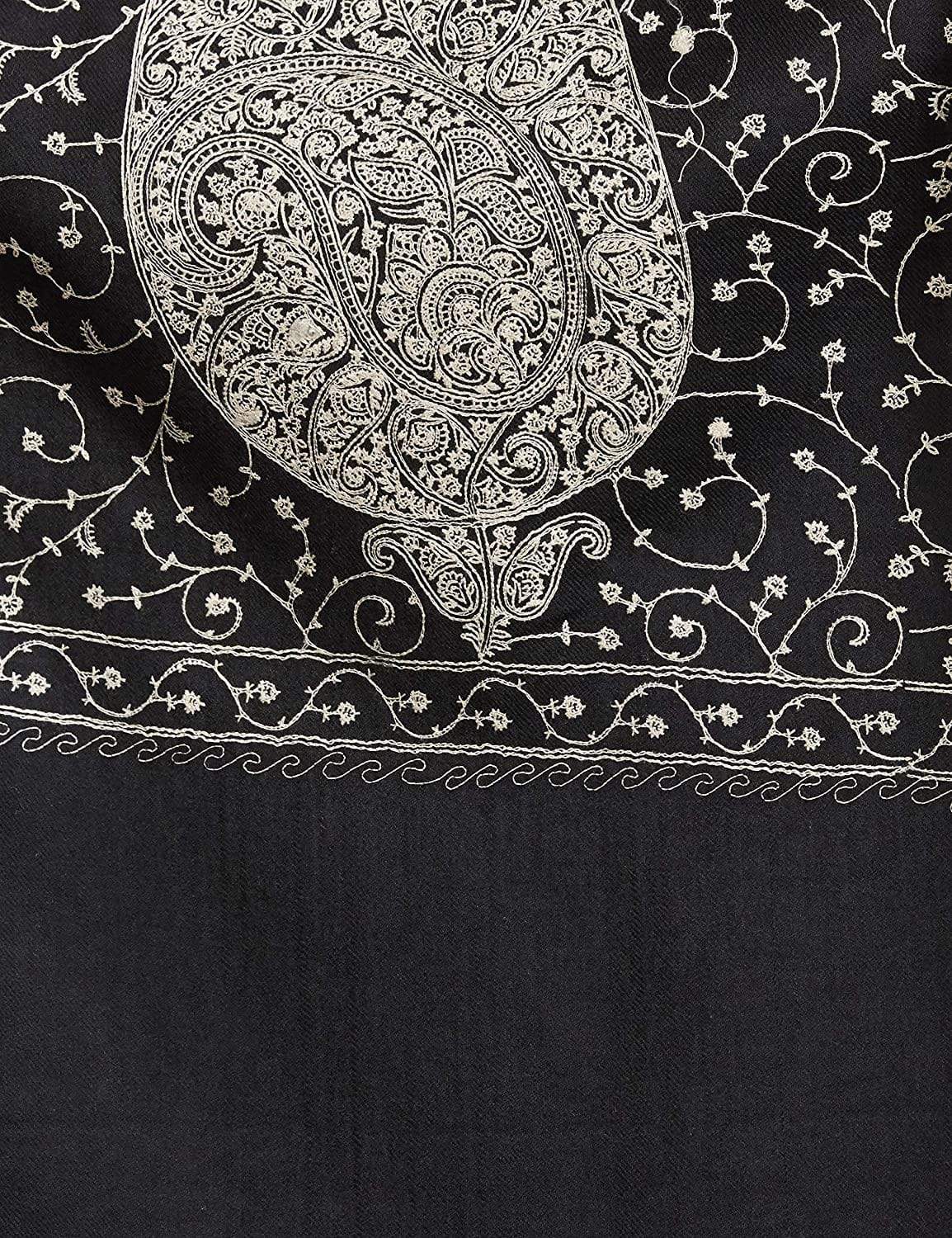 Pashtush Womens Shawl With Tone On Tone Embroidery, Soft And Warm, Light Weight, Black - Image 2