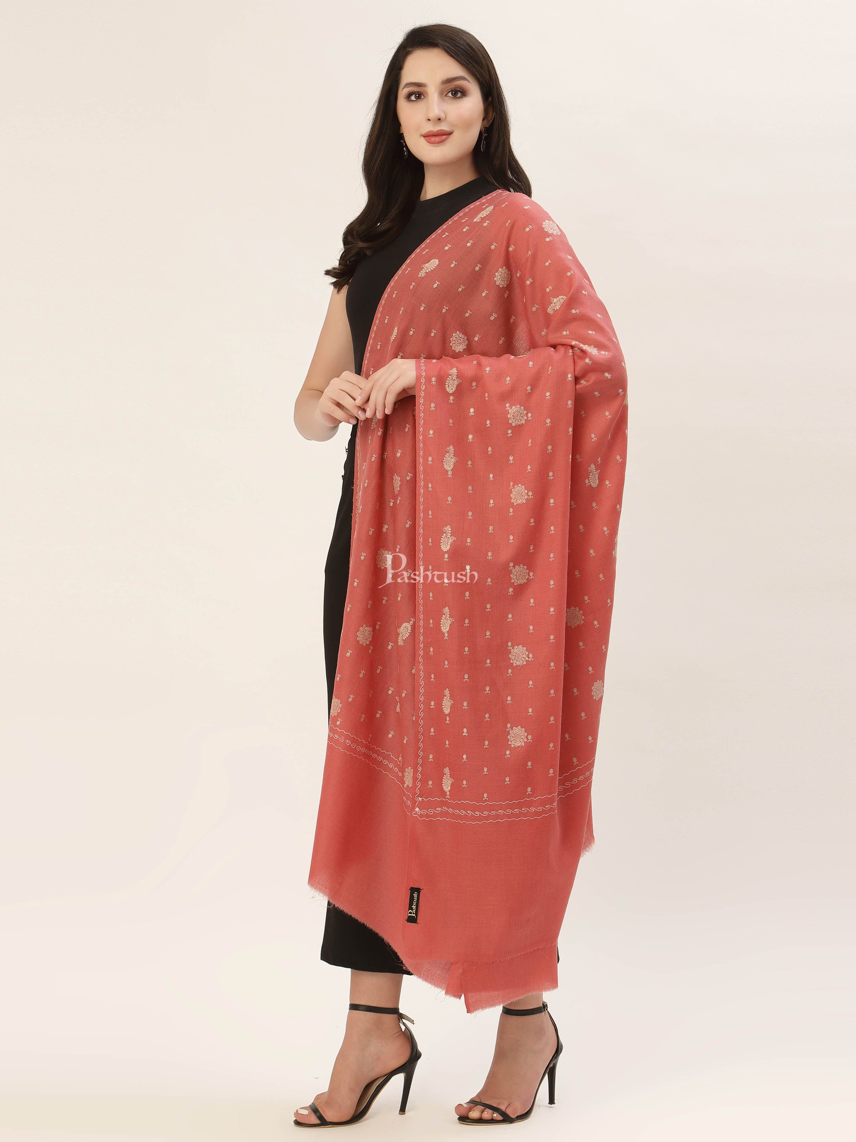 Pashtush Womens Shawl With Tone On Tone Embroidery, Soft, Warm, Light Weight - Image 4