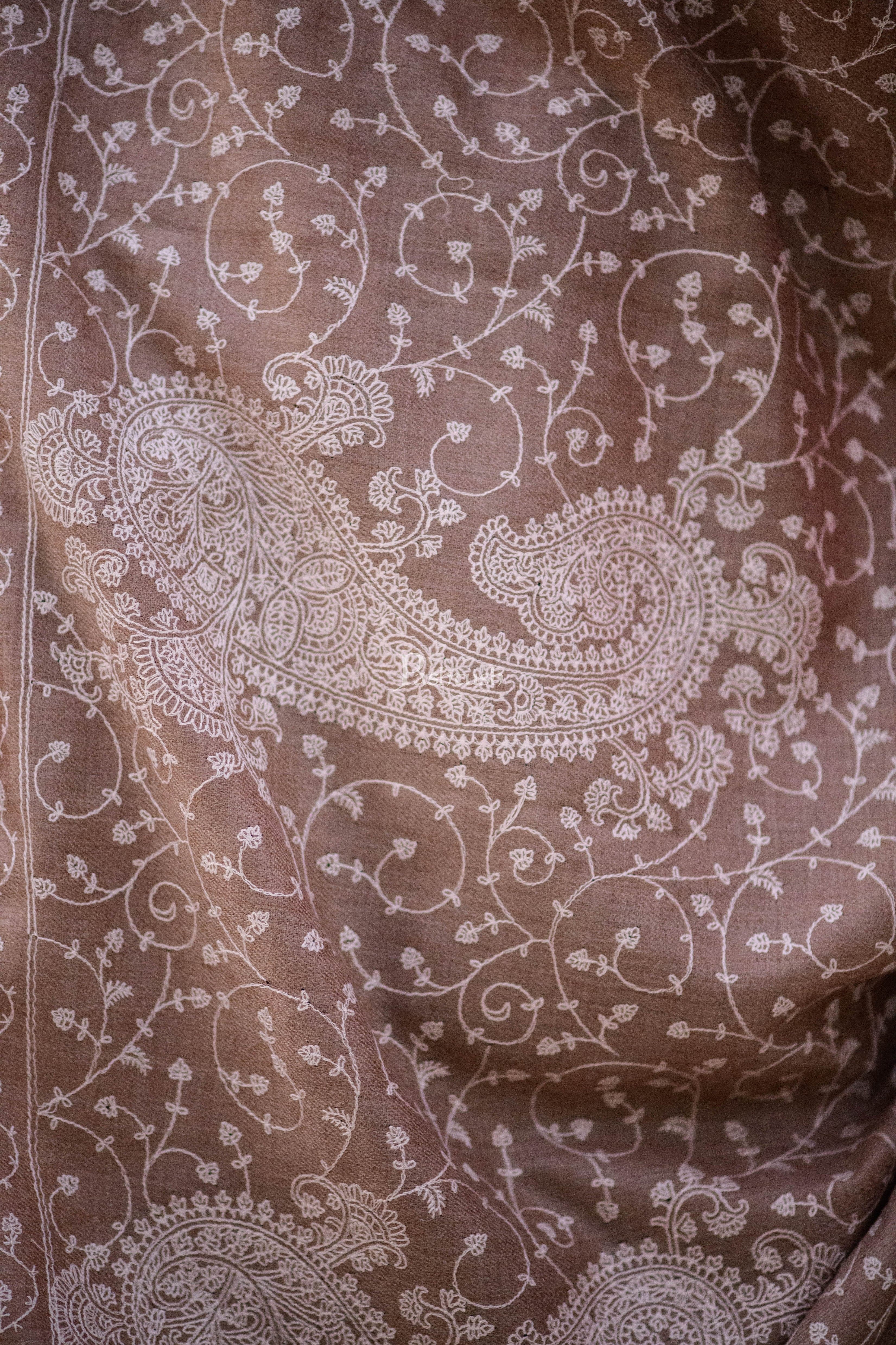 Pashtush Womens Shawl With Tone On Tone Embroidery, Soft Warm, Light Weight Wool - Image 2