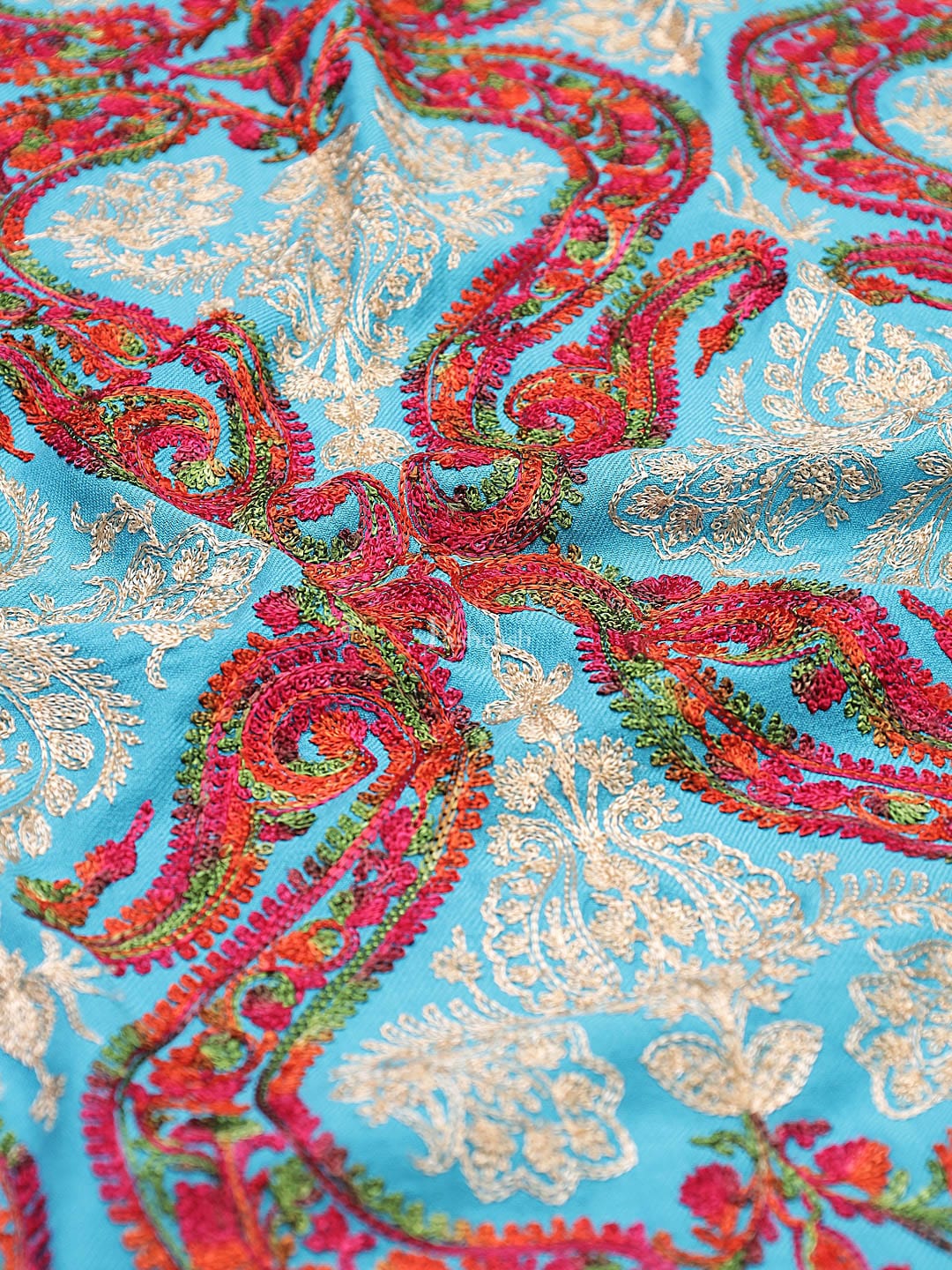 Pashtush Women'S Silk Wool Hand Embroidery Stole, Extra Soft - Image 3