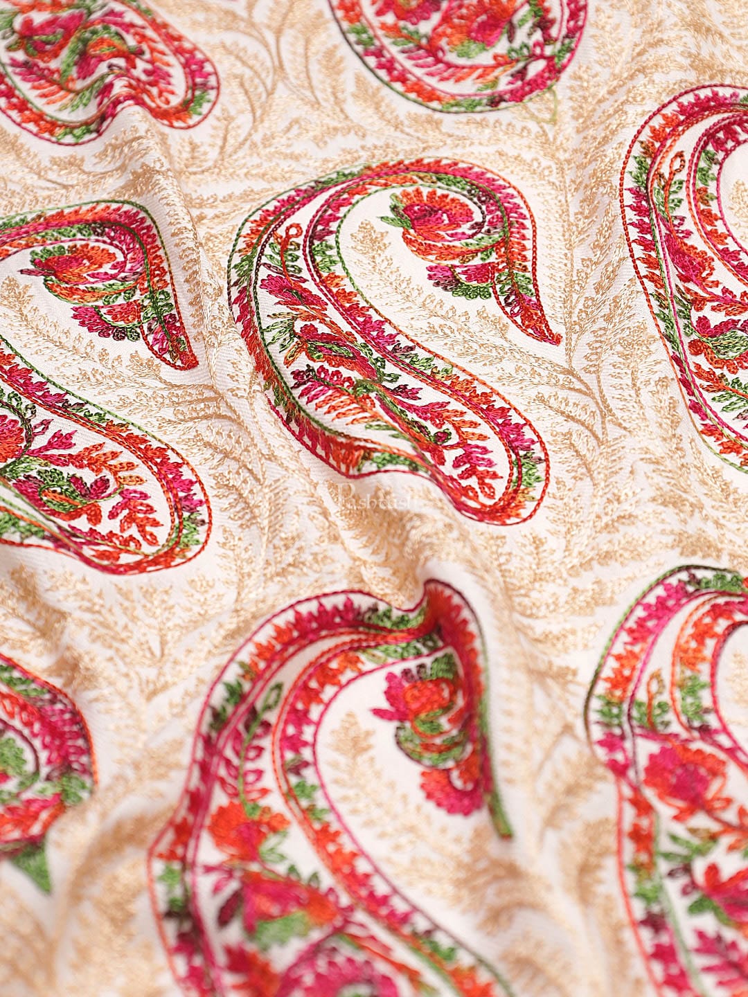 Pashtush Women'S Silk Wool Hand Embroidery Stole, Extra Soft - Image 2