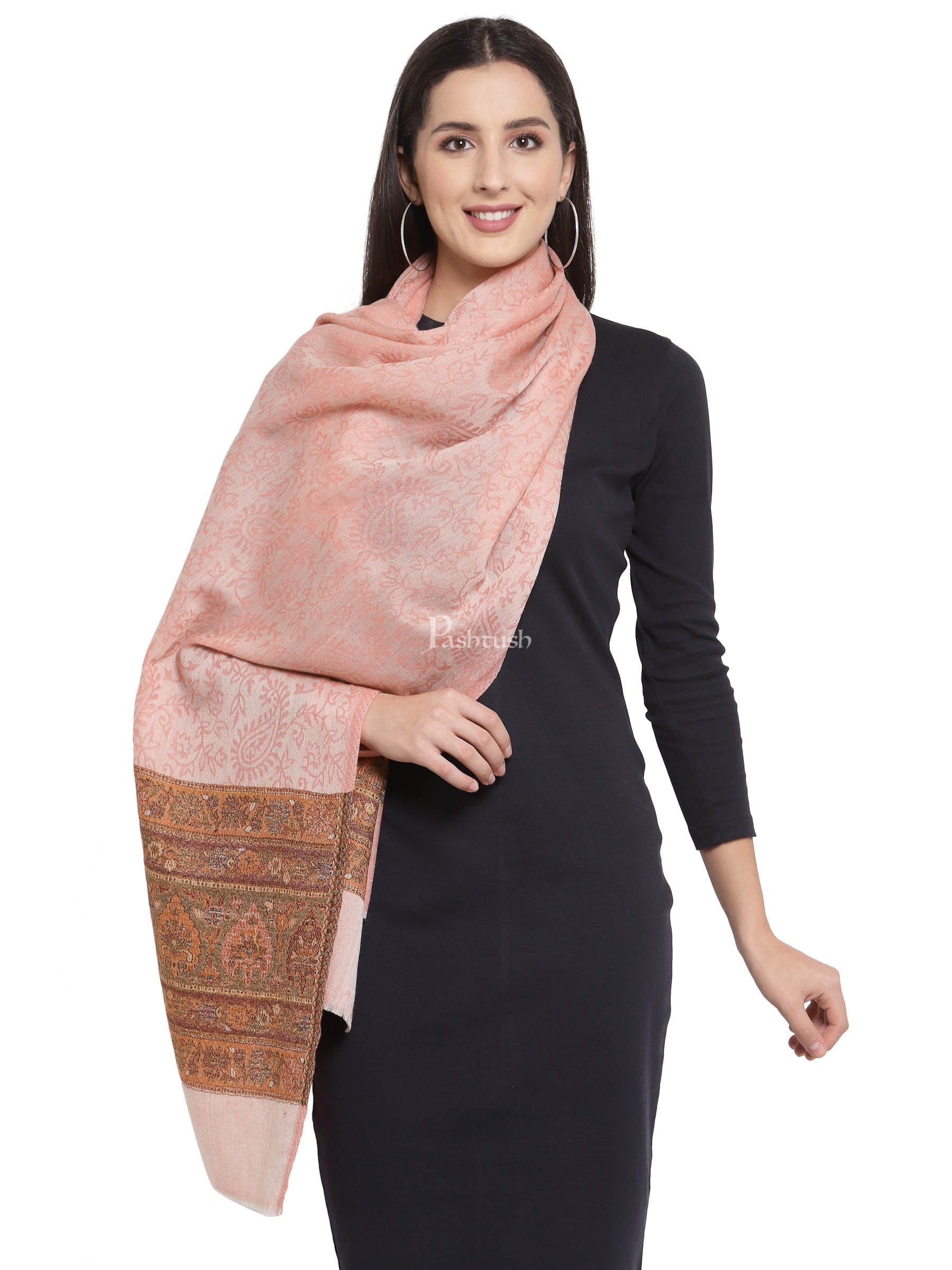 Pashtush Women'S Silk-Wool, Soft Reversible Stole,Pink