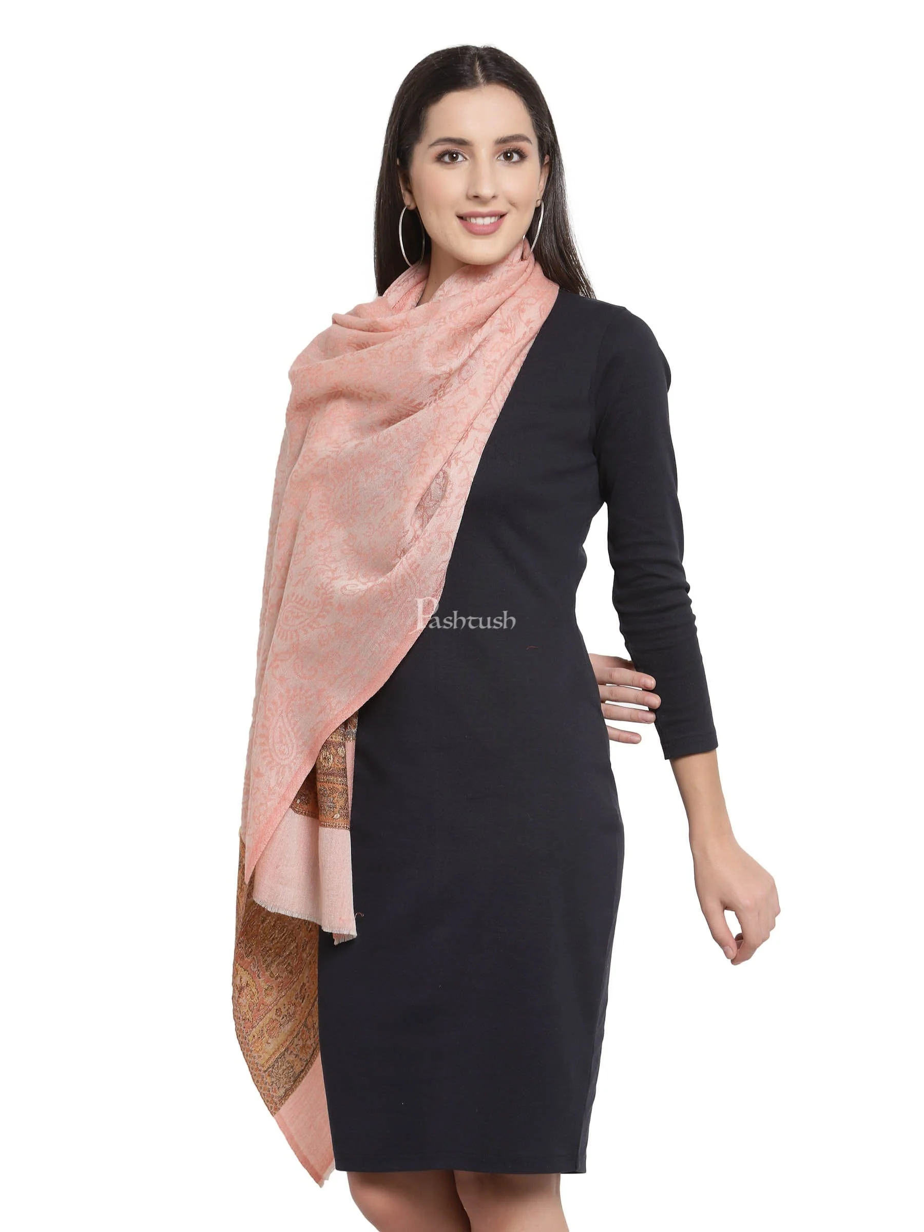 Pashtush Women'S Silk-Wool, Soft Reversible Stole,Pink - Image 2