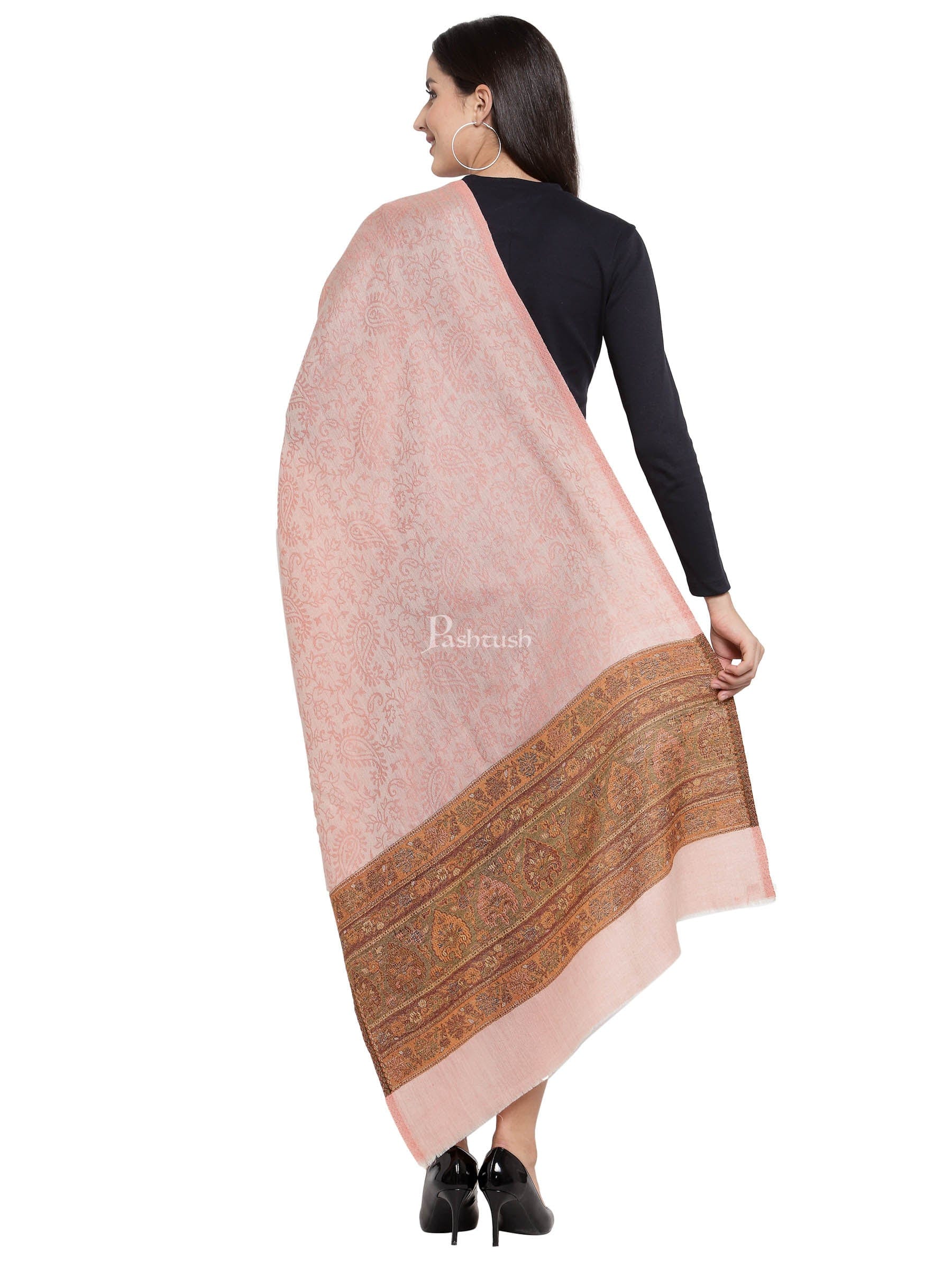 Pashtush Women'S Silk-Wool, Soft Reversible Stole,Pink - Image 4