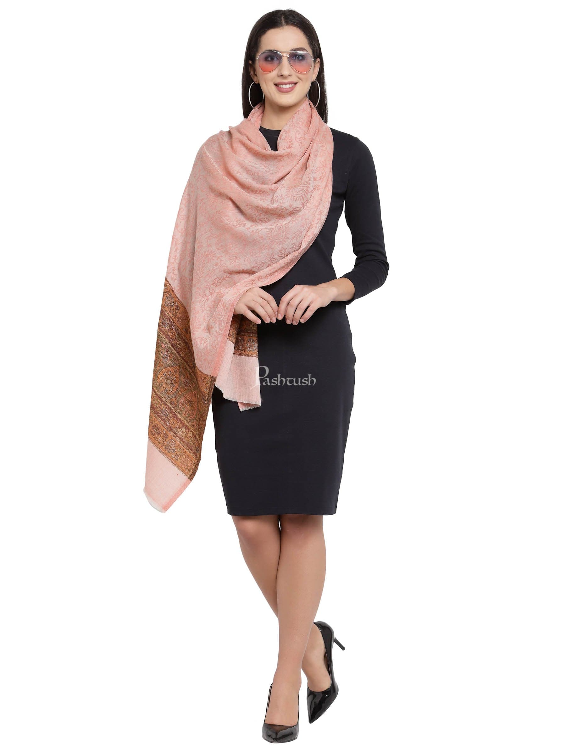 Pashtush Women'S Silk-Wool, Soft Reversible Stole,Pink - Image 5