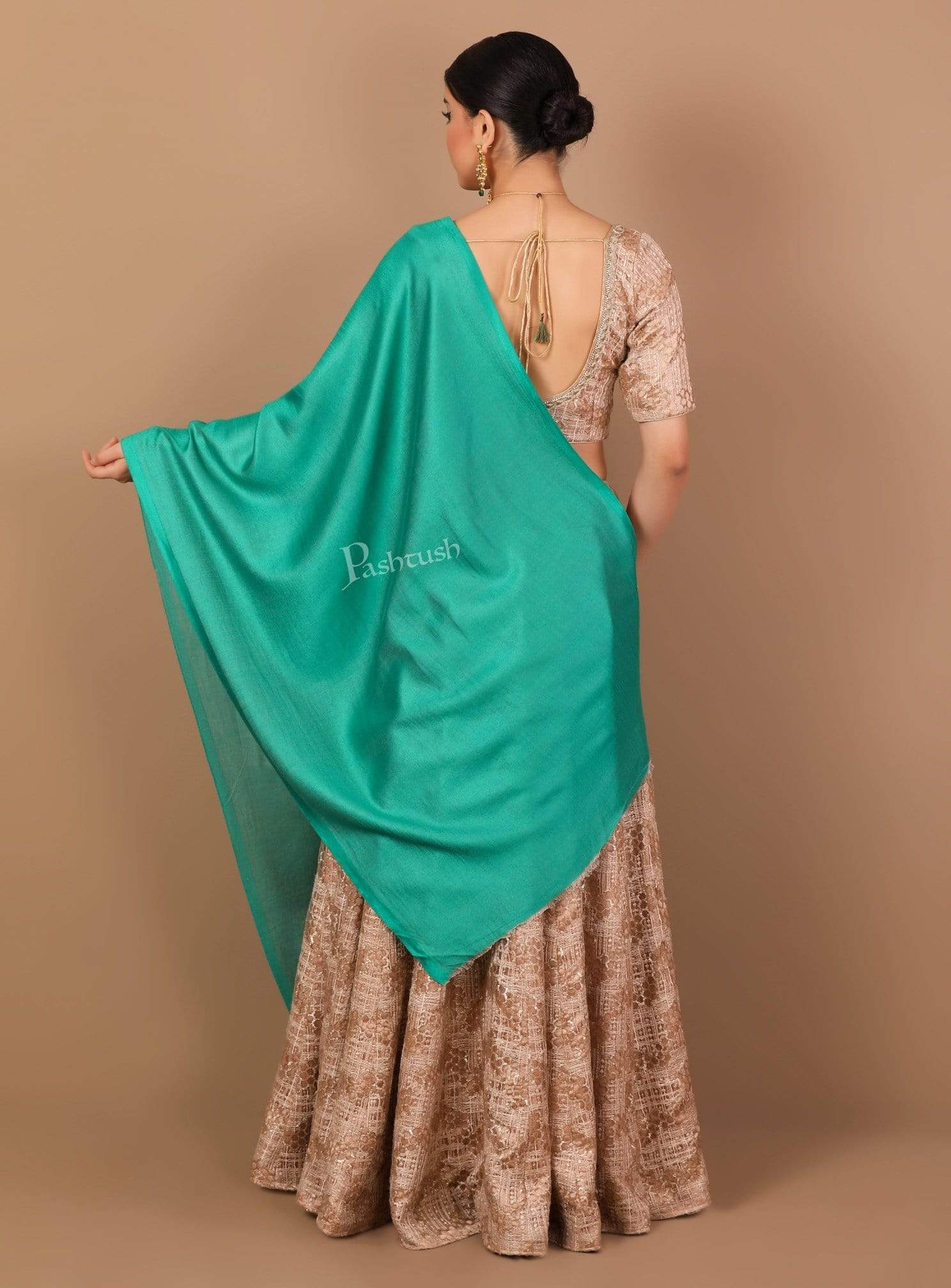 Pashtush Womens Silky Bamboo Reversible Scarf, Stoles, Jade - Image 5