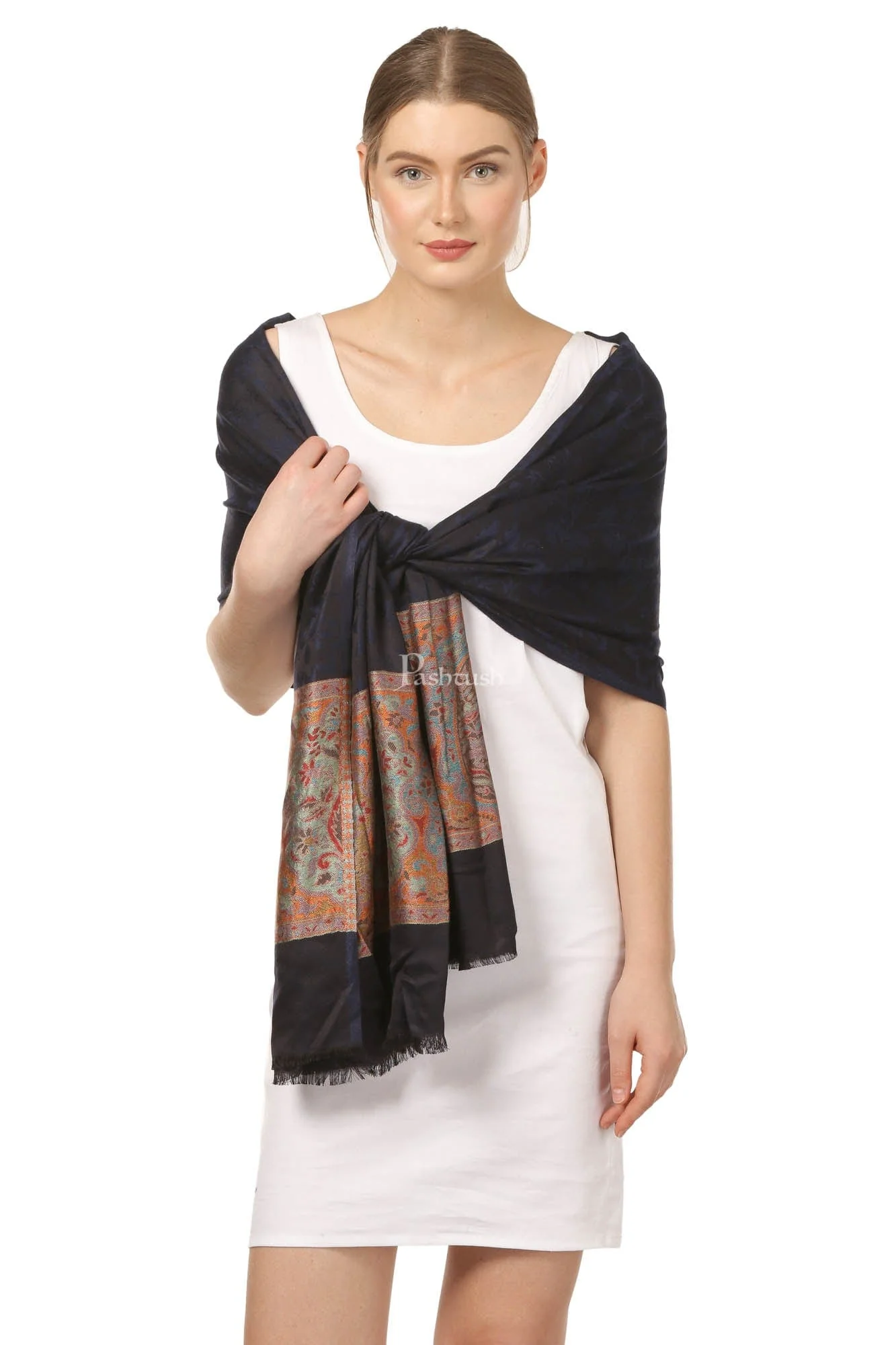 Pashtush Women'S Silky Reversible Scarf, Stole, Black - Image 3