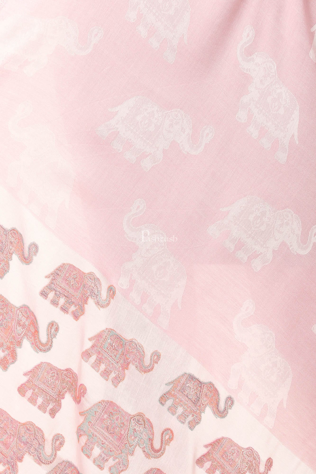 Pashtush Women'S Soft Bamboo Scarf, Happy Elephant Woven Design,light peach - Image 5