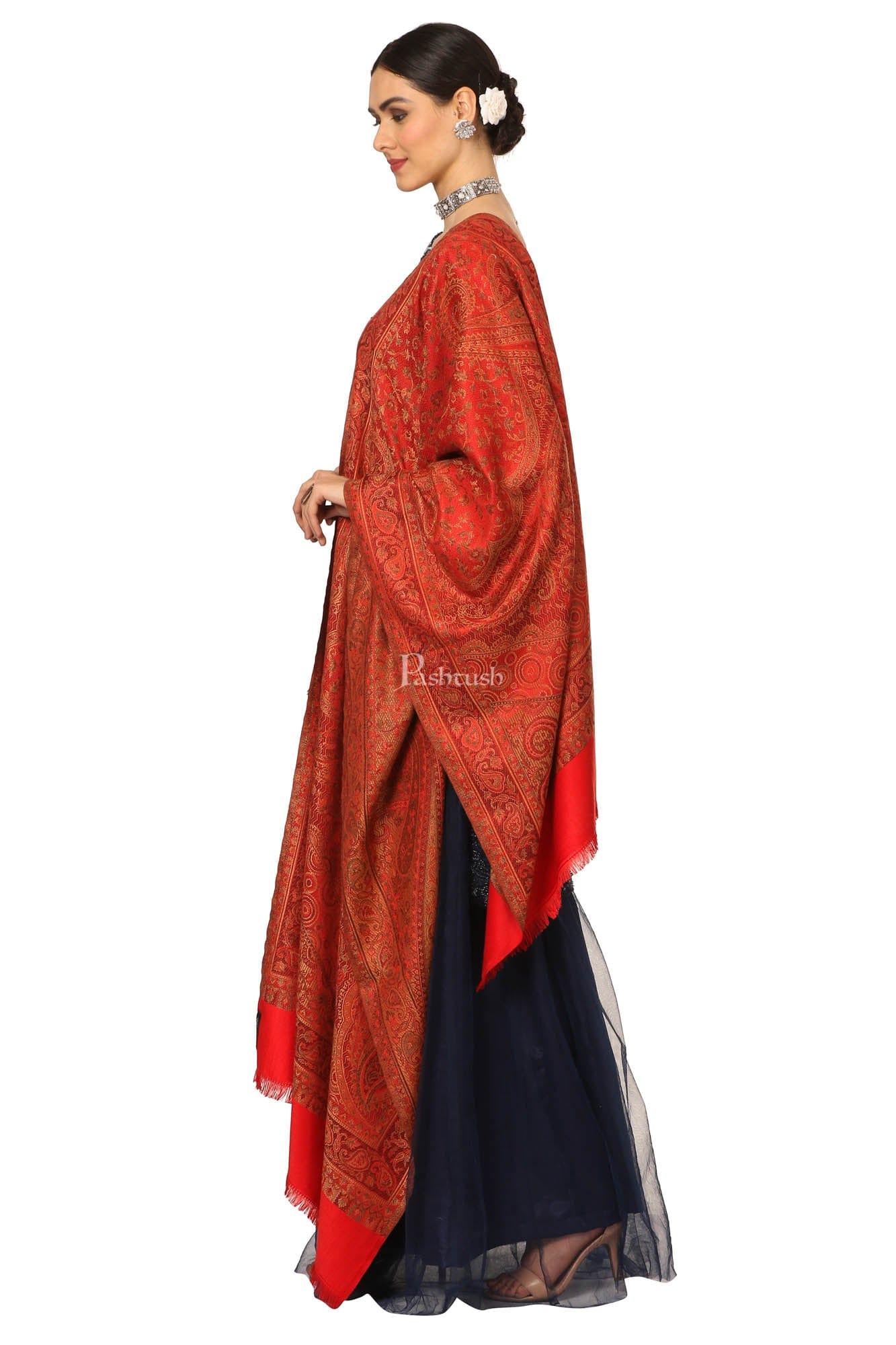 Pashtush Women'S Soft Bamboo Scarf, Casual, Stole, Wrap - Red