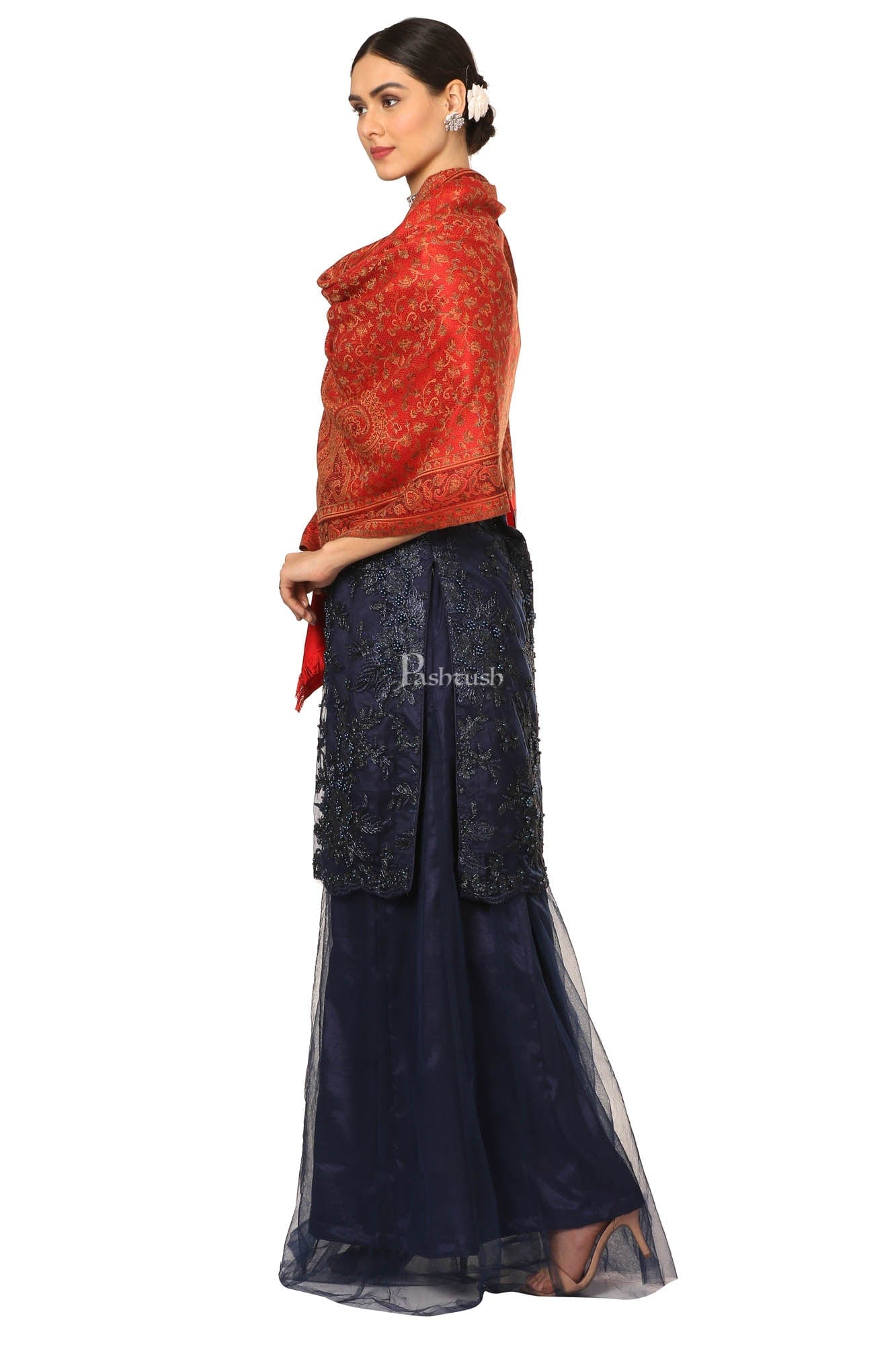 Pashtush Women'S Soft Bamboo Scarf, Casual, Stole, Wrap - Red - Image 3