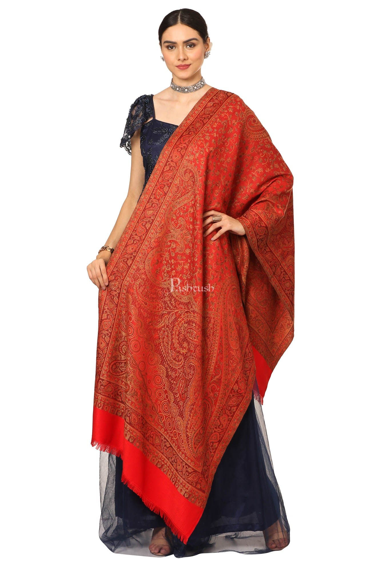 Pashtush Women'S Soft Bamboo Scarf, Casual, Stole, Wrap - Red - Image 4