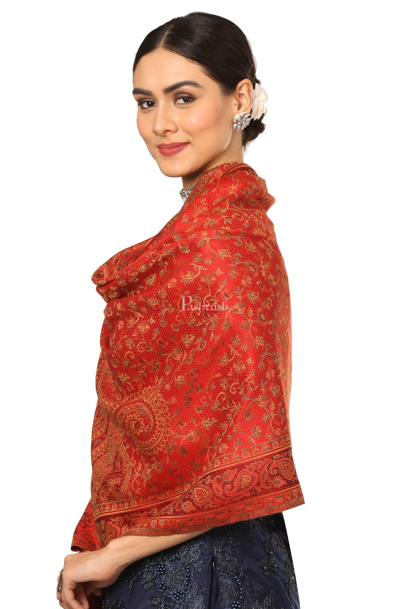 Pashtush Women'S Soft Bamboo Scarf, Casual, Stole, Wrap - Red - Image 5