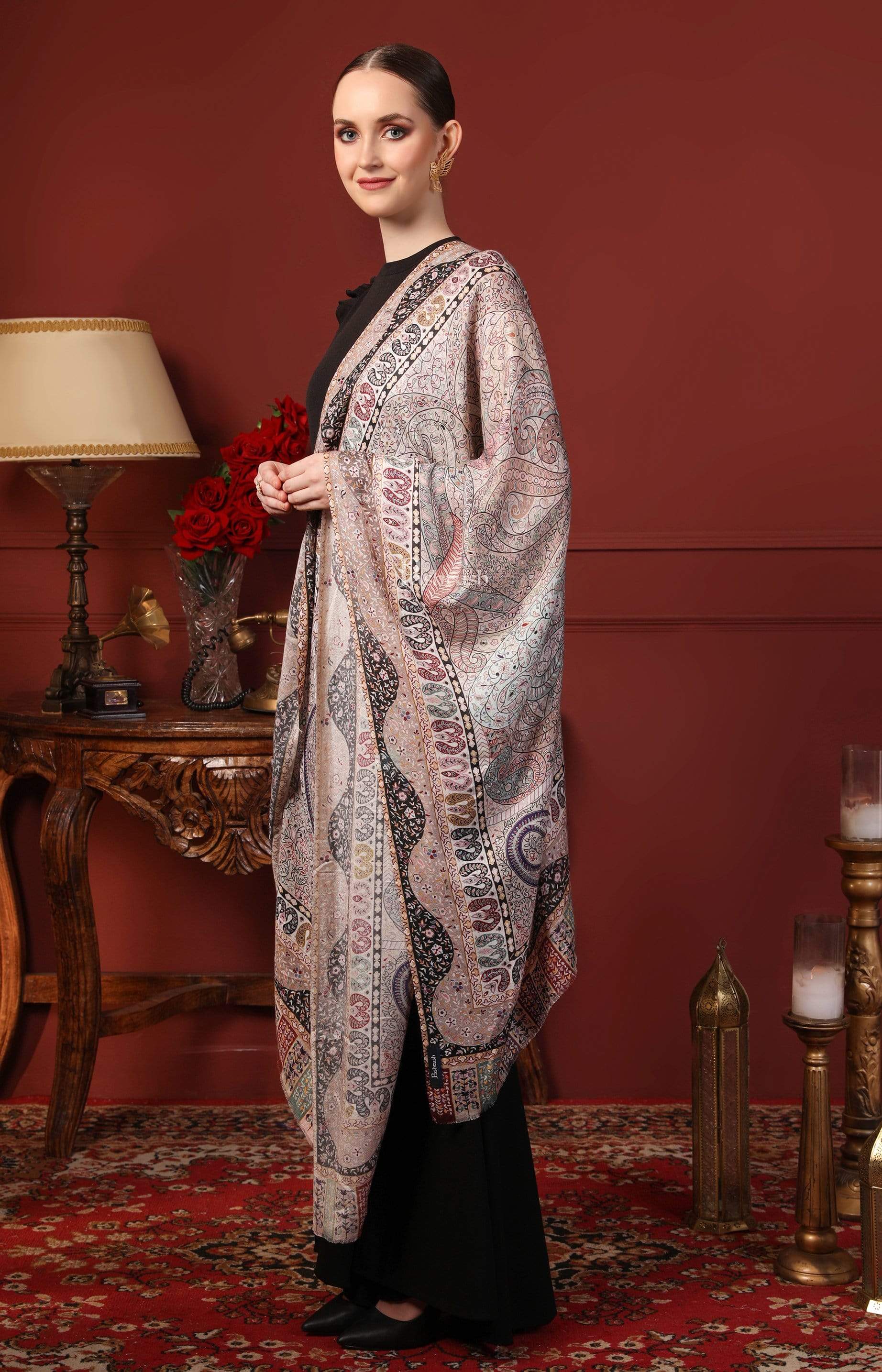 Pashtush Women'S Soft Bamboo Scarf, Stoles, Wraps (Soft Bamboo) - Paisley Garden - Image 3