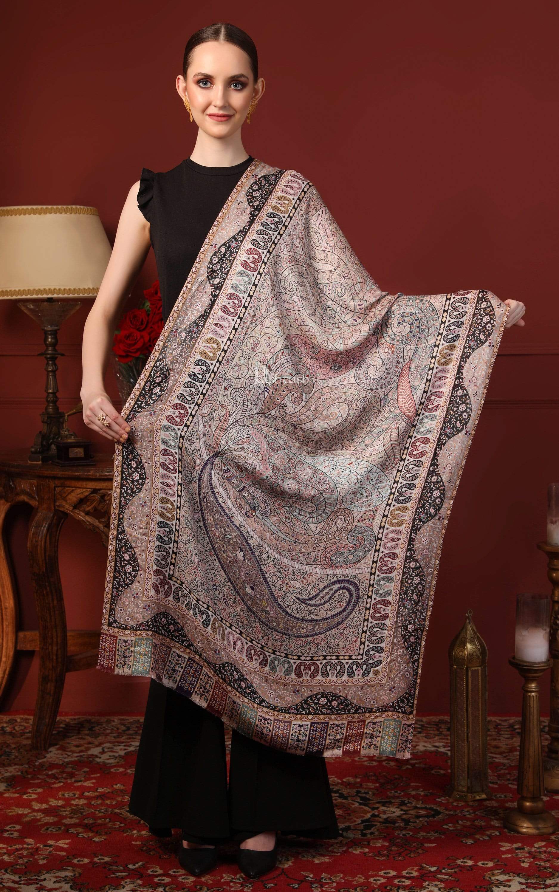 Pashtush Women'S Soft Bamboo Scarf, Stoles, Wraps (Soft Bamboo) - Paisley Garden - Image 4