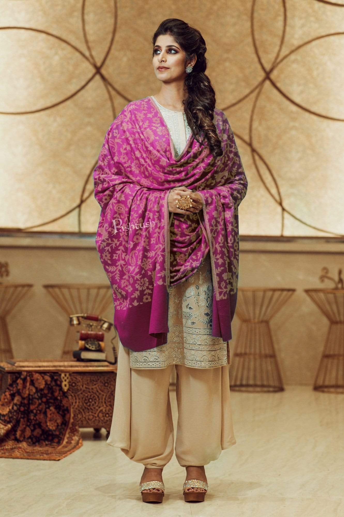 Pashtush Women'S Soft Bamboo Shawl, Thick And Warm