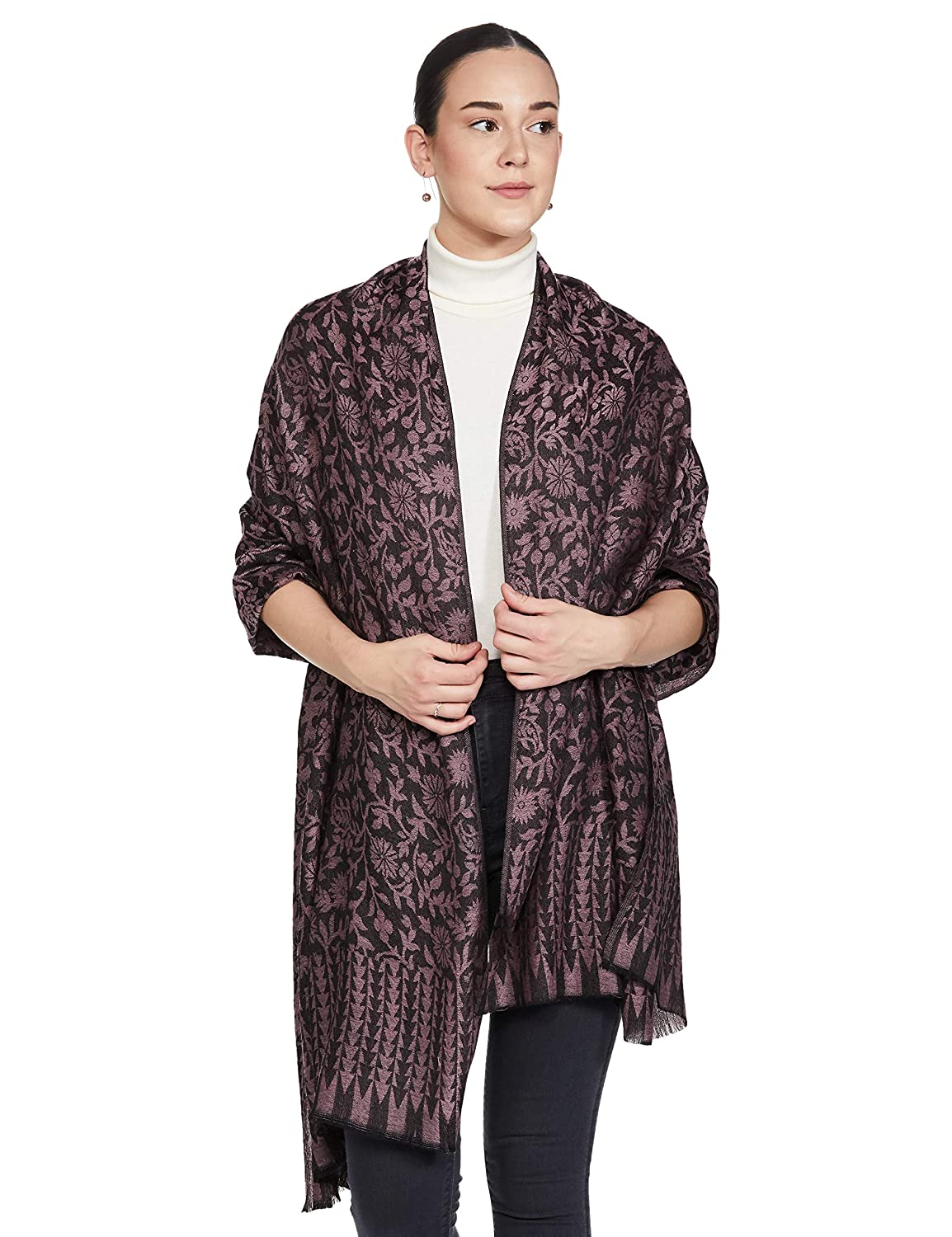 Pashtush Women'S Soft Fine Wool Floral Scarf, Soft And Warm