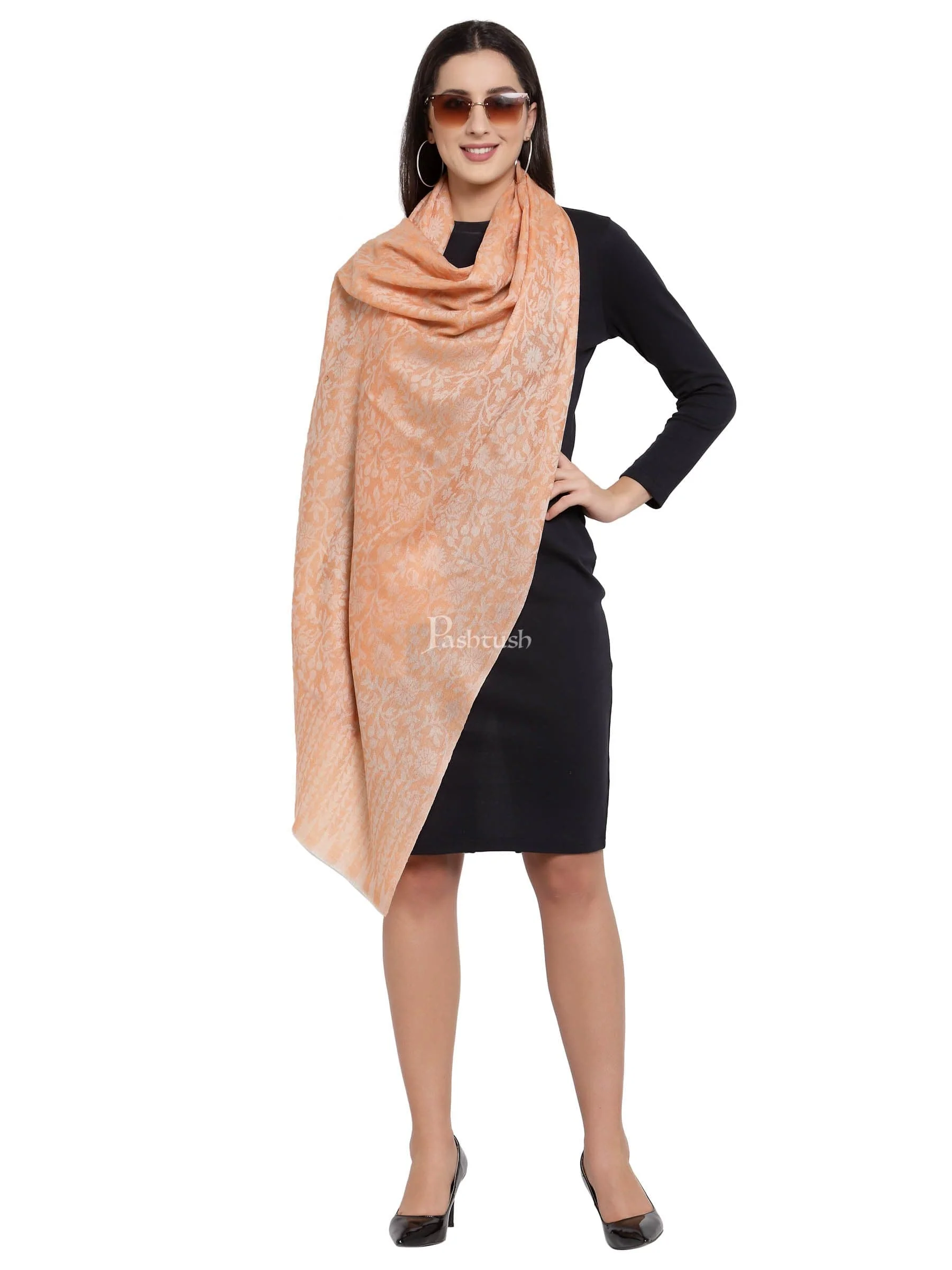 Pashtush Women'S Soft Fine Wool Floral Scarf, Soft And Warm - Image 5