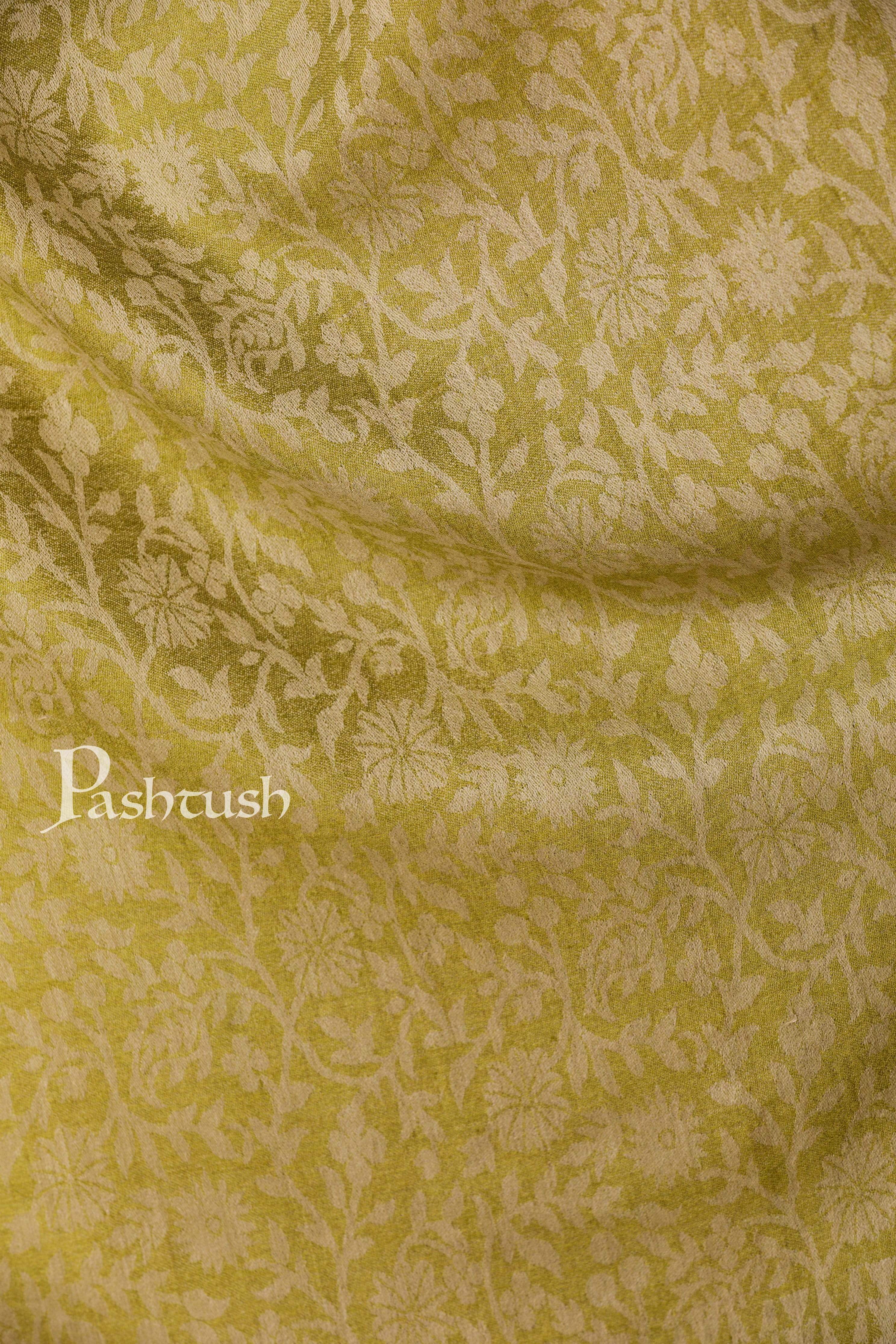Pashtush Women'S Soft Fine Wool Floral Scarf, Soft And Warm, Emerald Green - Image 3