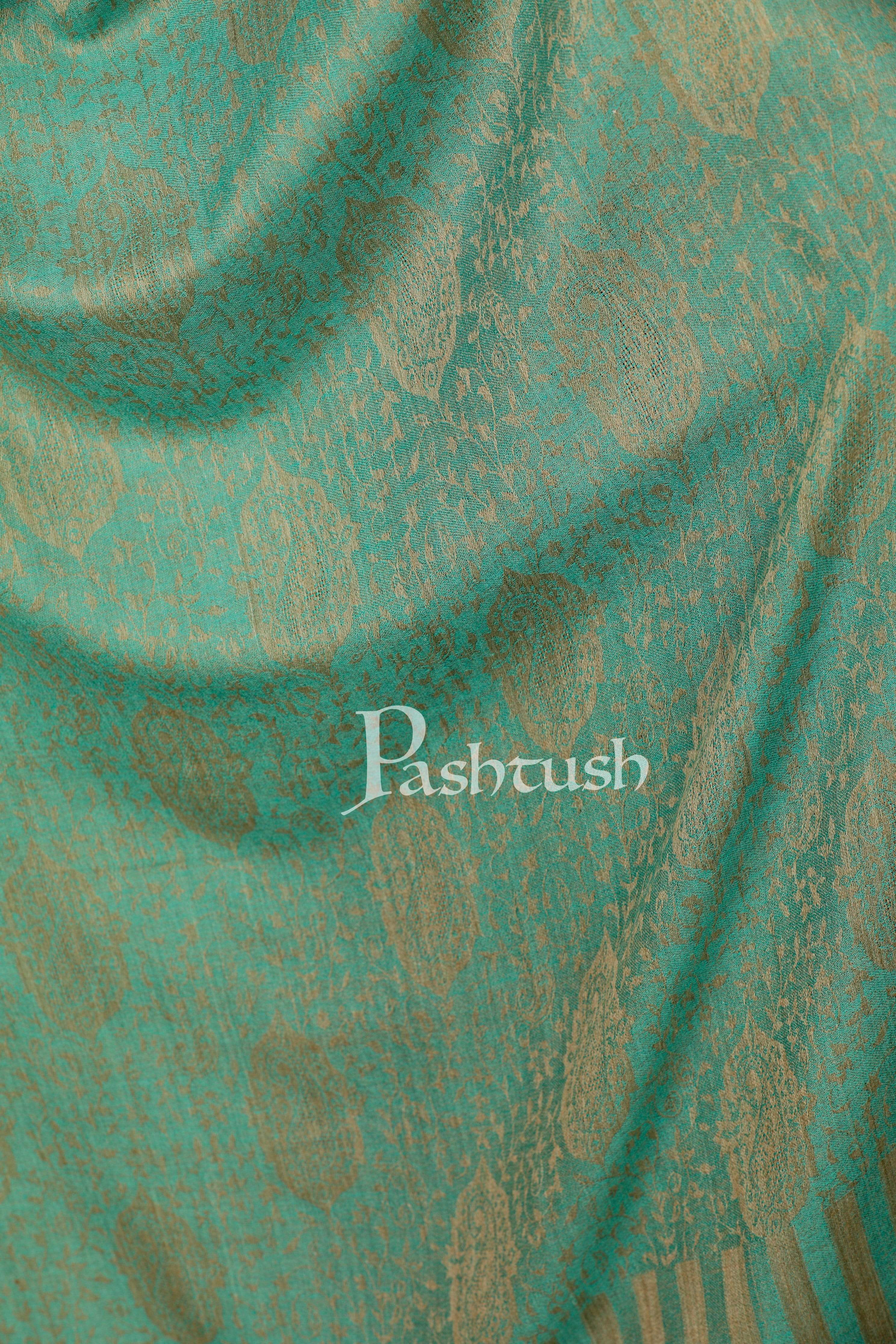 Pashtush Women'S Soft Fine Wool Paisley Scarf, Soft And Warm, Peruvian Green - Image 2