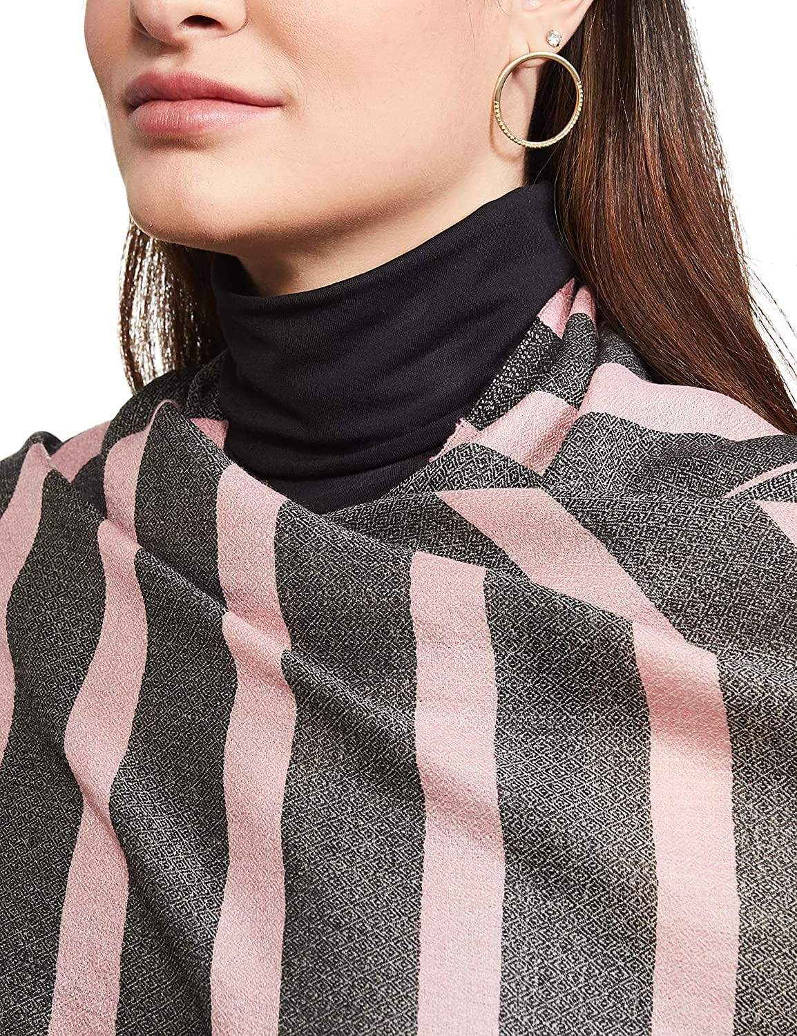 Pashtush Women'S Soft Fine Wool Scarf, Peach And Grey Melange - Image 7