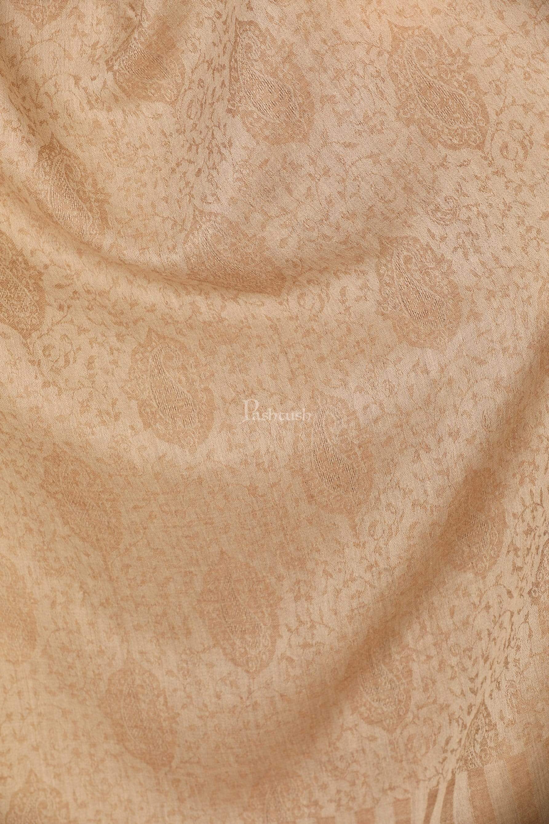 Pashtush Women'S Soft Fine Wool Scarf, Paisley Weave, Beige - Image 2