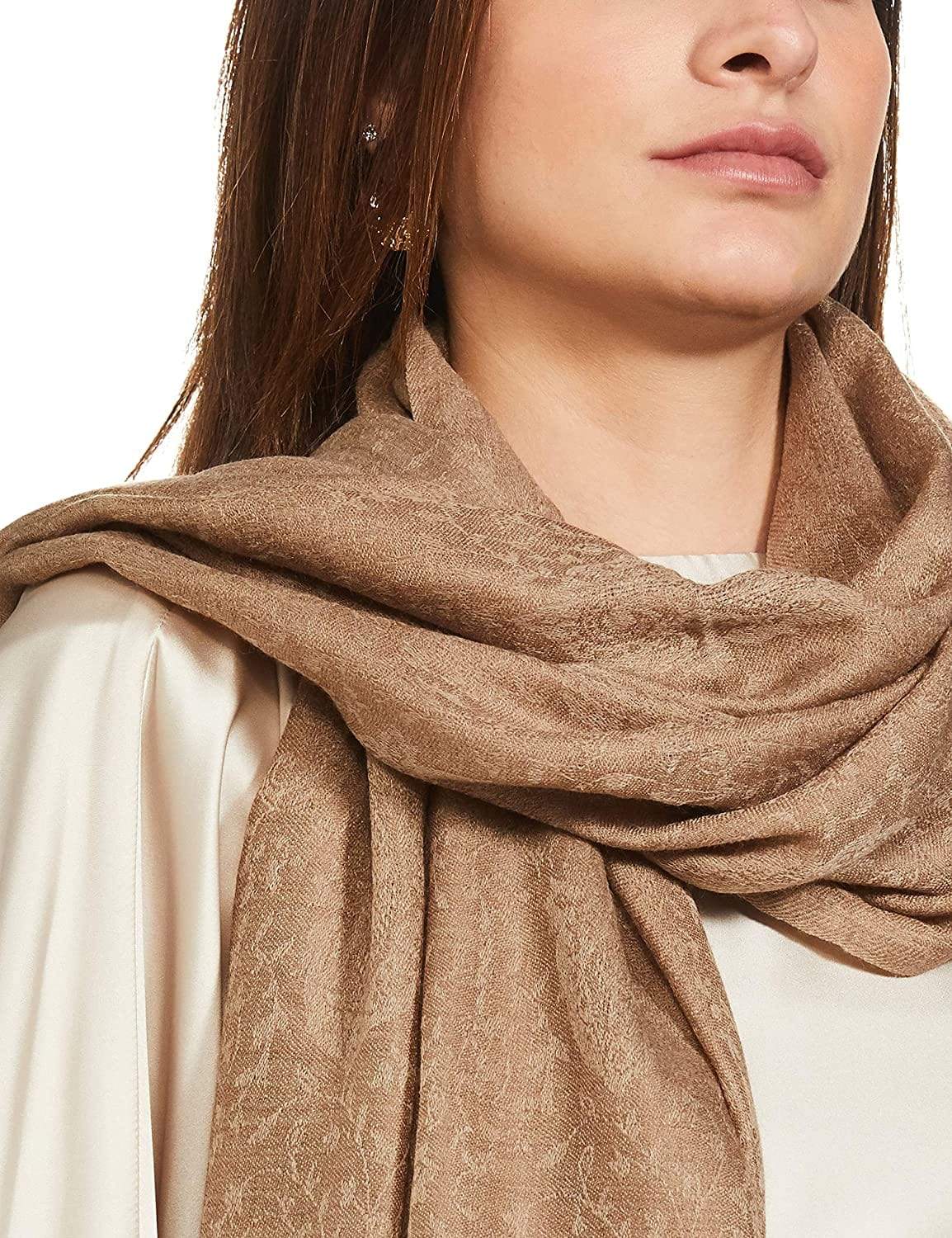 Pashtush Women'S Soft Fine Wool Scarf, Paisley Weave, Beige - Image 8