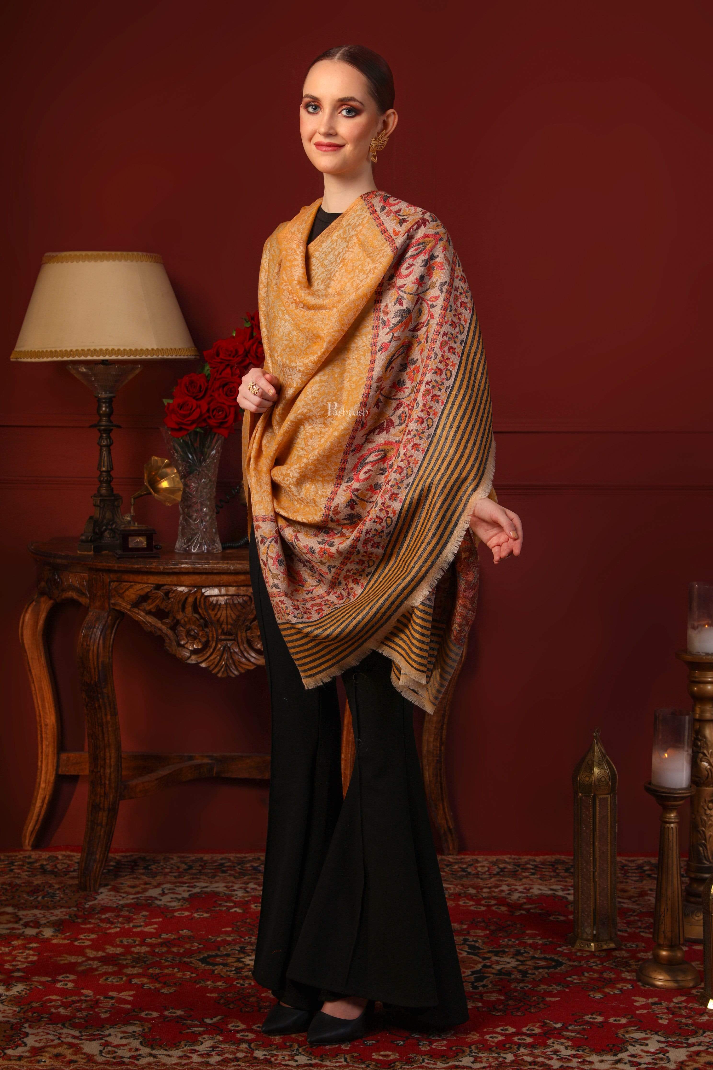Pashtush Women'S Soft Wool Cashmere Blended Shawl, Ethnic Palla - Image 7