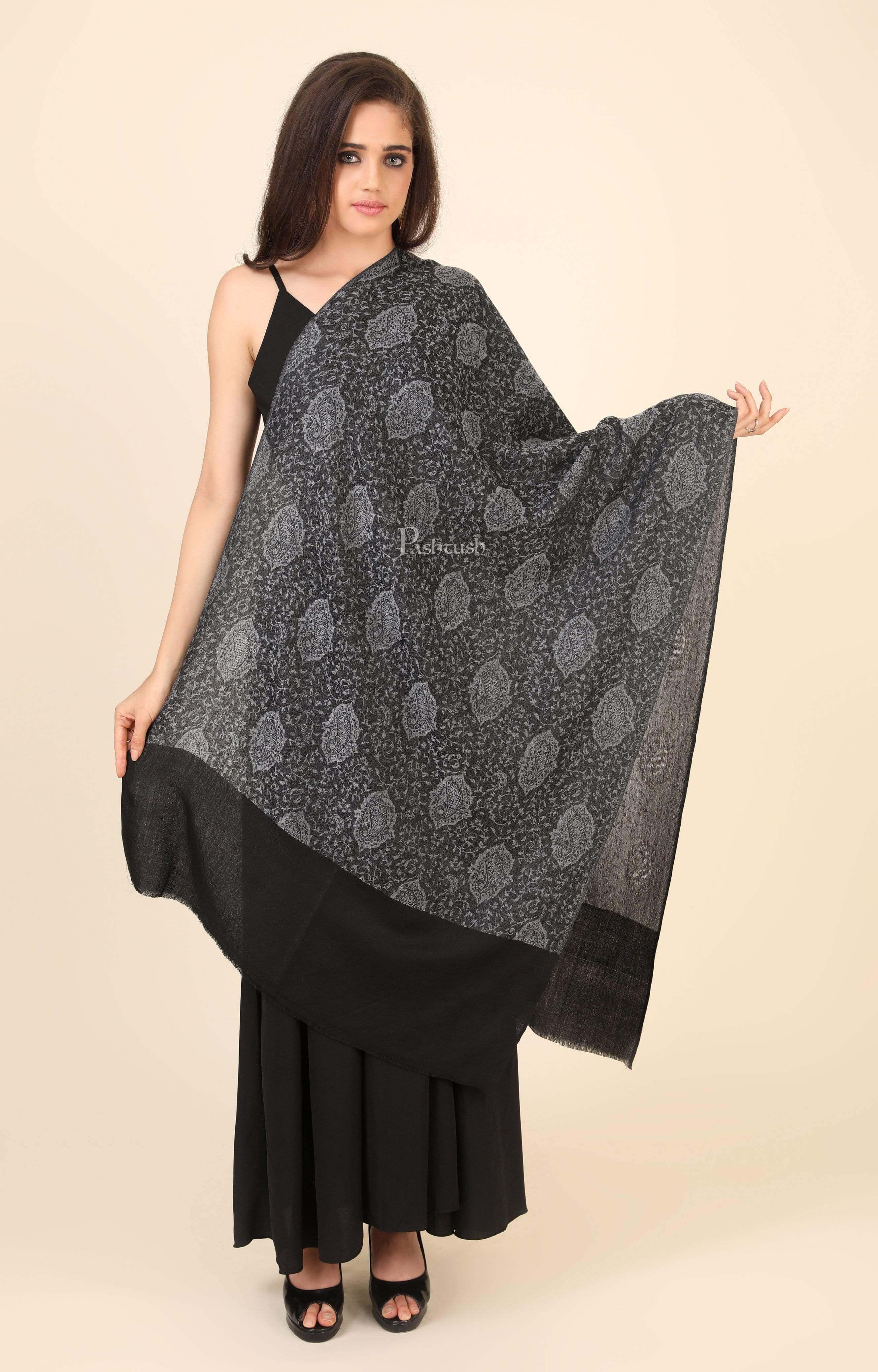 Pashtush Women'S Soft Wool, Reversible Stole Scarf