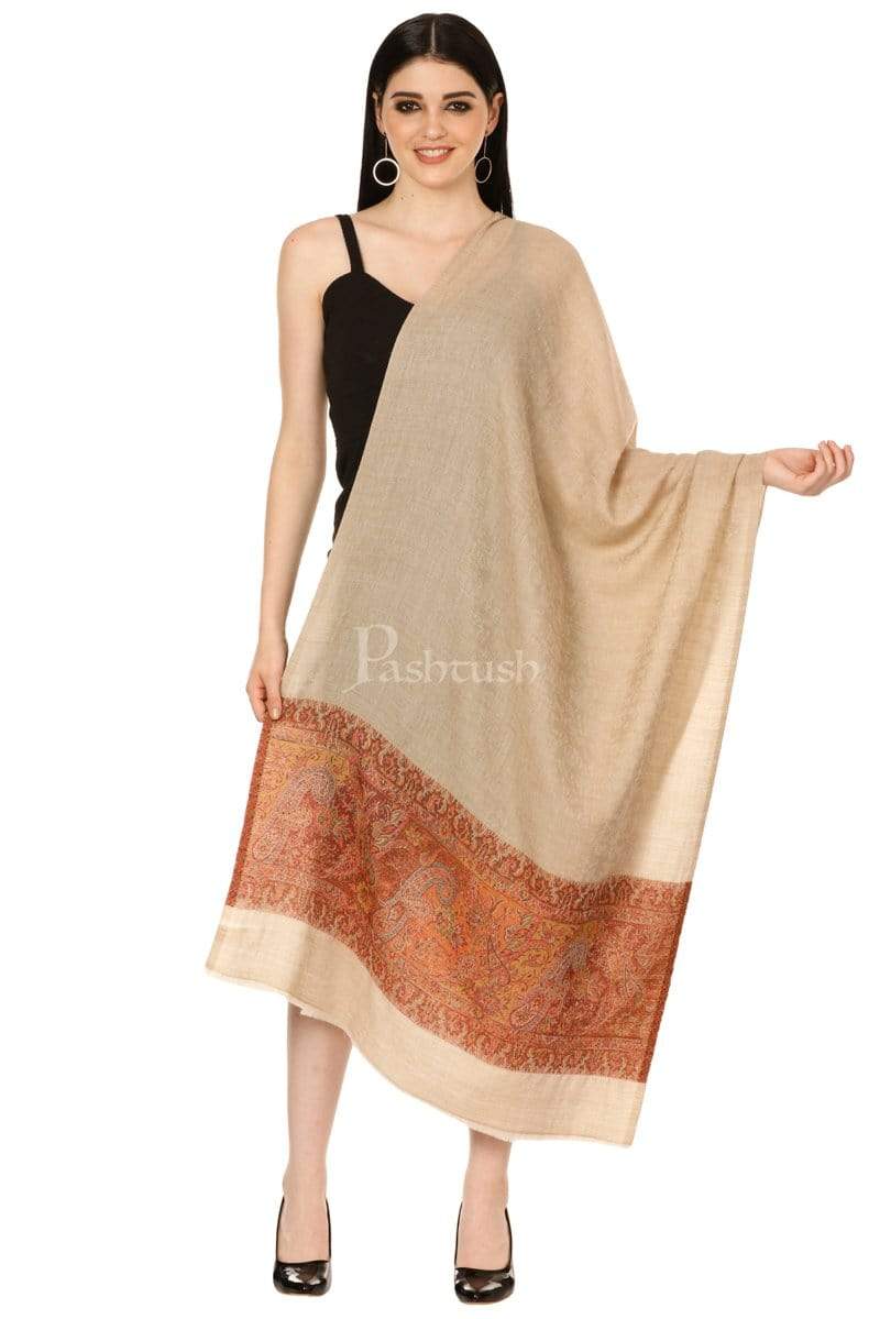 Pashtush Women'S Soft Wool, Reversible Stole Scarf
