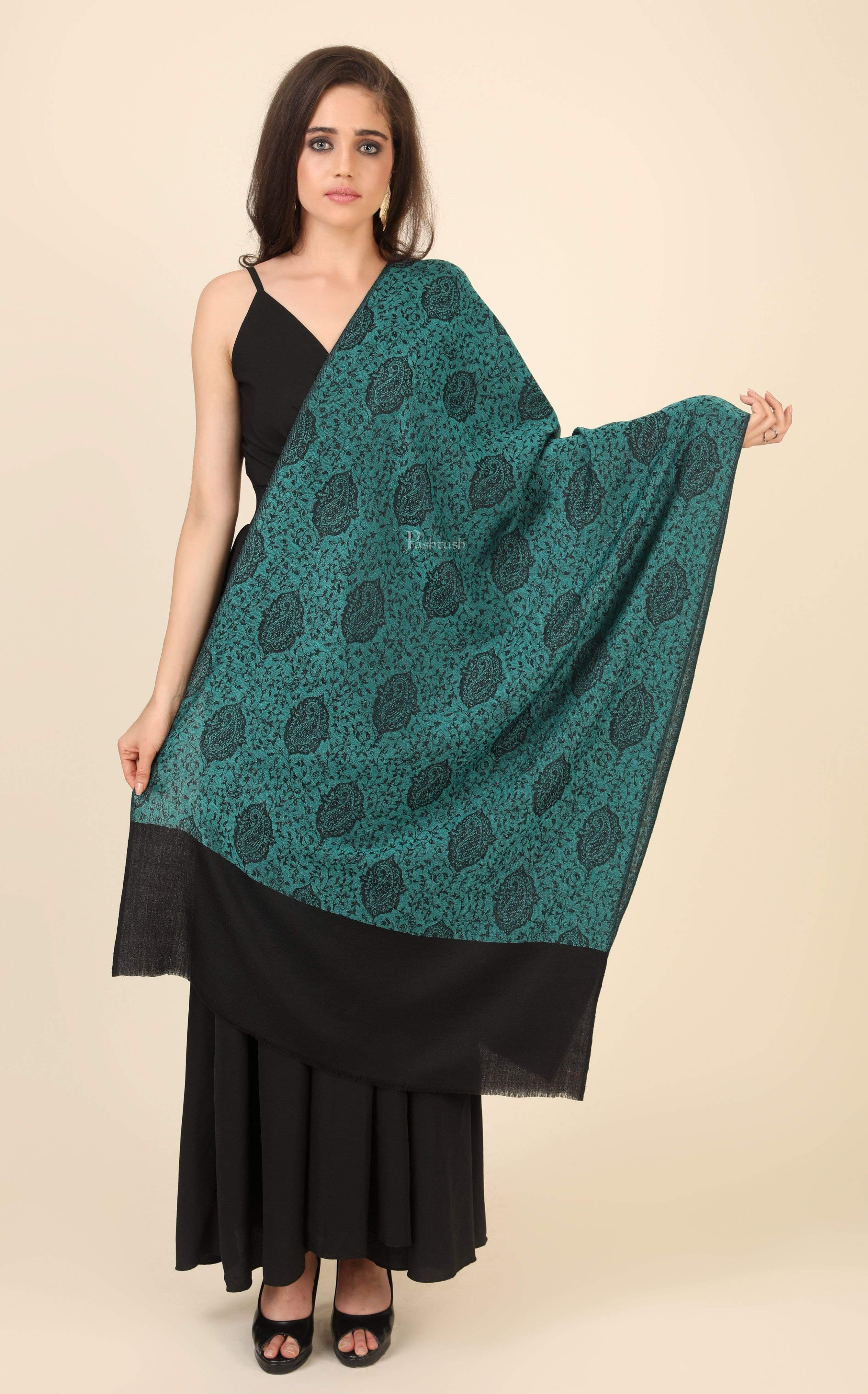 Pashtush Women'S Soft Wool, Reversible Stole Scarf